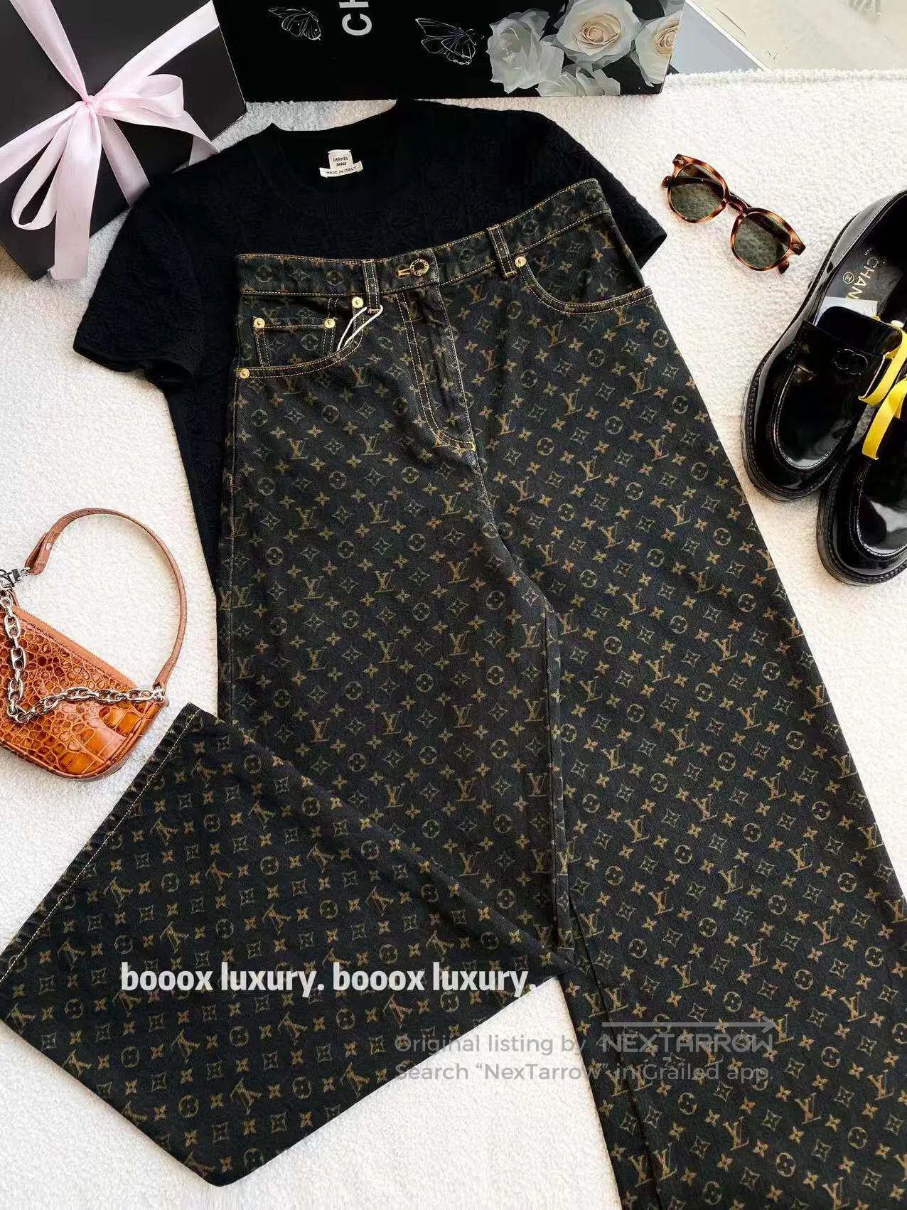 Louis Vuitton Louis Vuitton 25SS brown presby-print jeans| Size 42" / US 20 - 1 Thumbnail