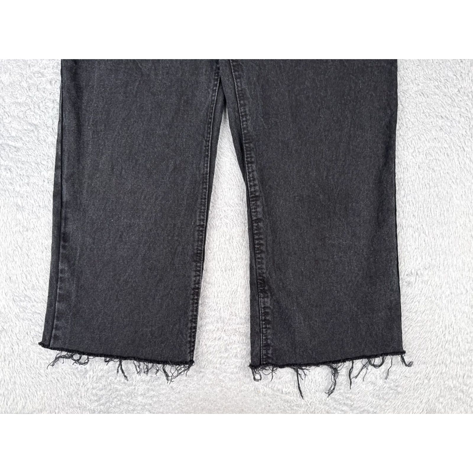 Vintage Refuge Jeans Junior 7 Black Denim Wide Leg Distressed Cotton High 26x24 Size 28" / US 6 / IT 42 - 2 Thumbnail