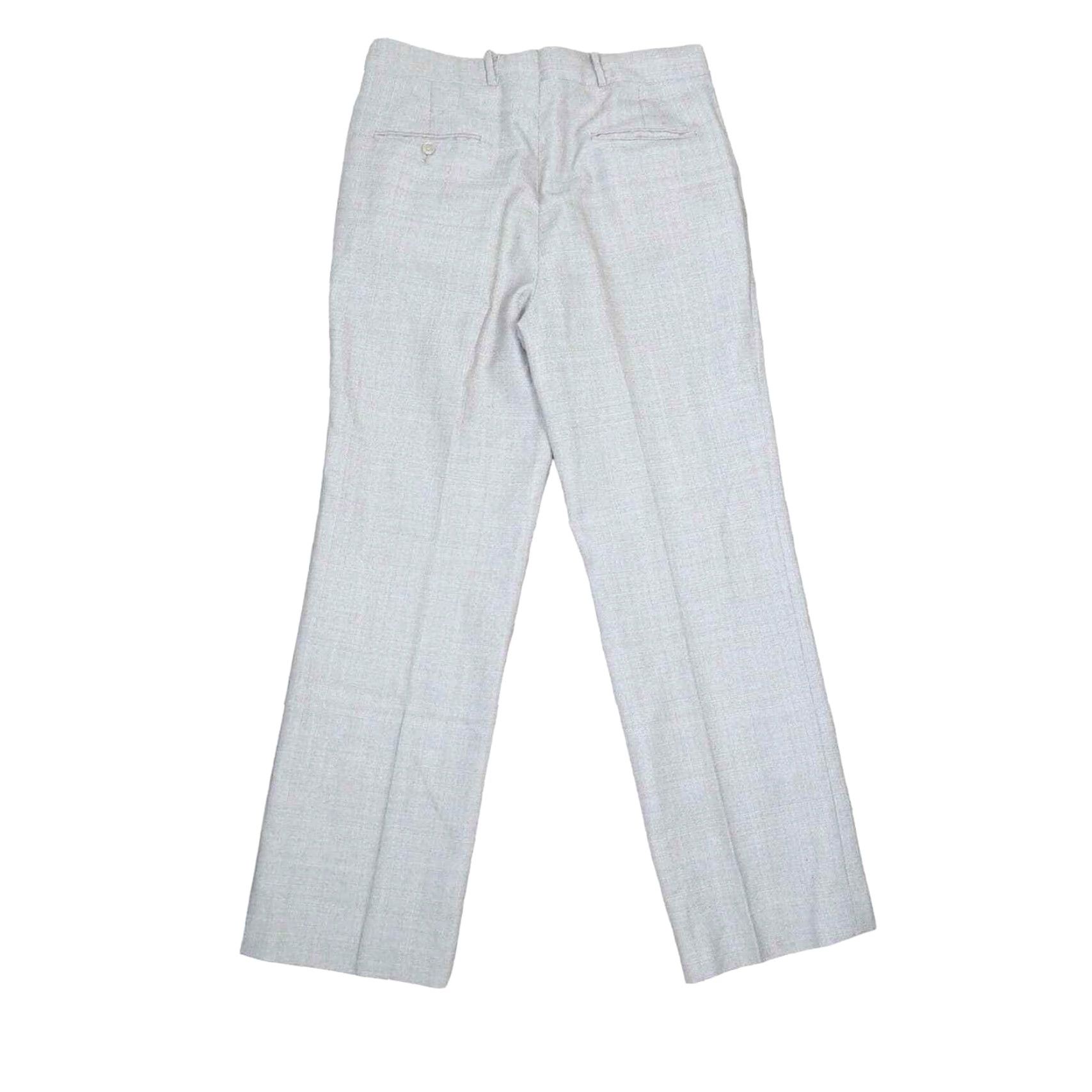Vintage VINTAGE 70s Men's cream khaki tan plaid straight leg trouser pants 33" Size US 33 - 3 Thumbnail