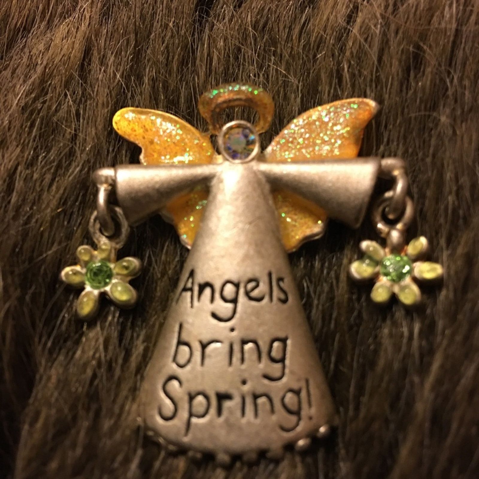 Vintage Vintage 80s signed angels bring spring brooch pin Size ONE SIZE - 1 Thumbnail