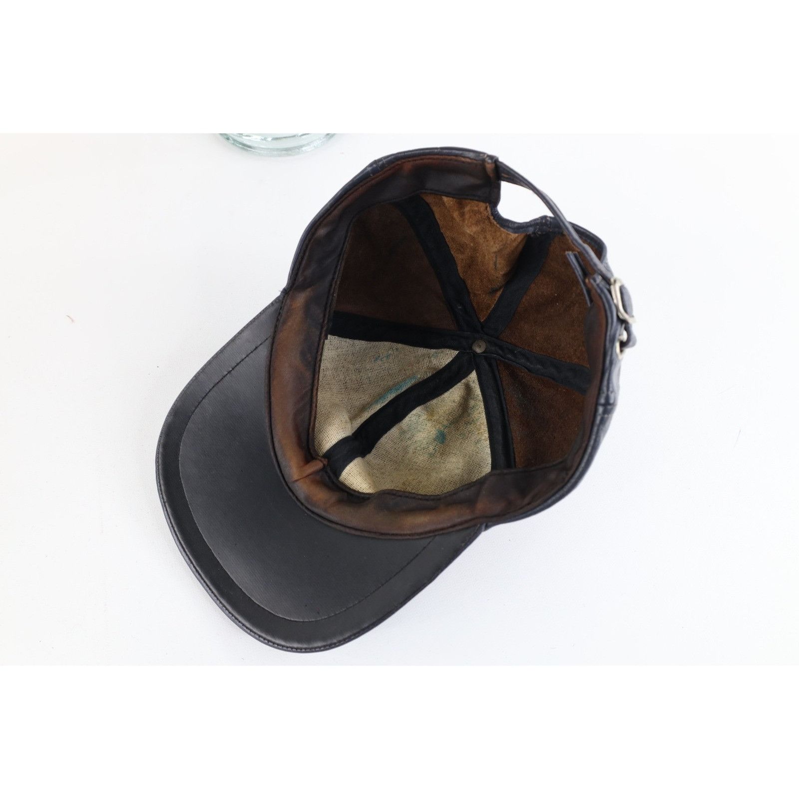 Vintage Vintage 90s Streetwear Distressed Leather Strapback Hat Cap Size ONE SIZE - 8 Thumbnail