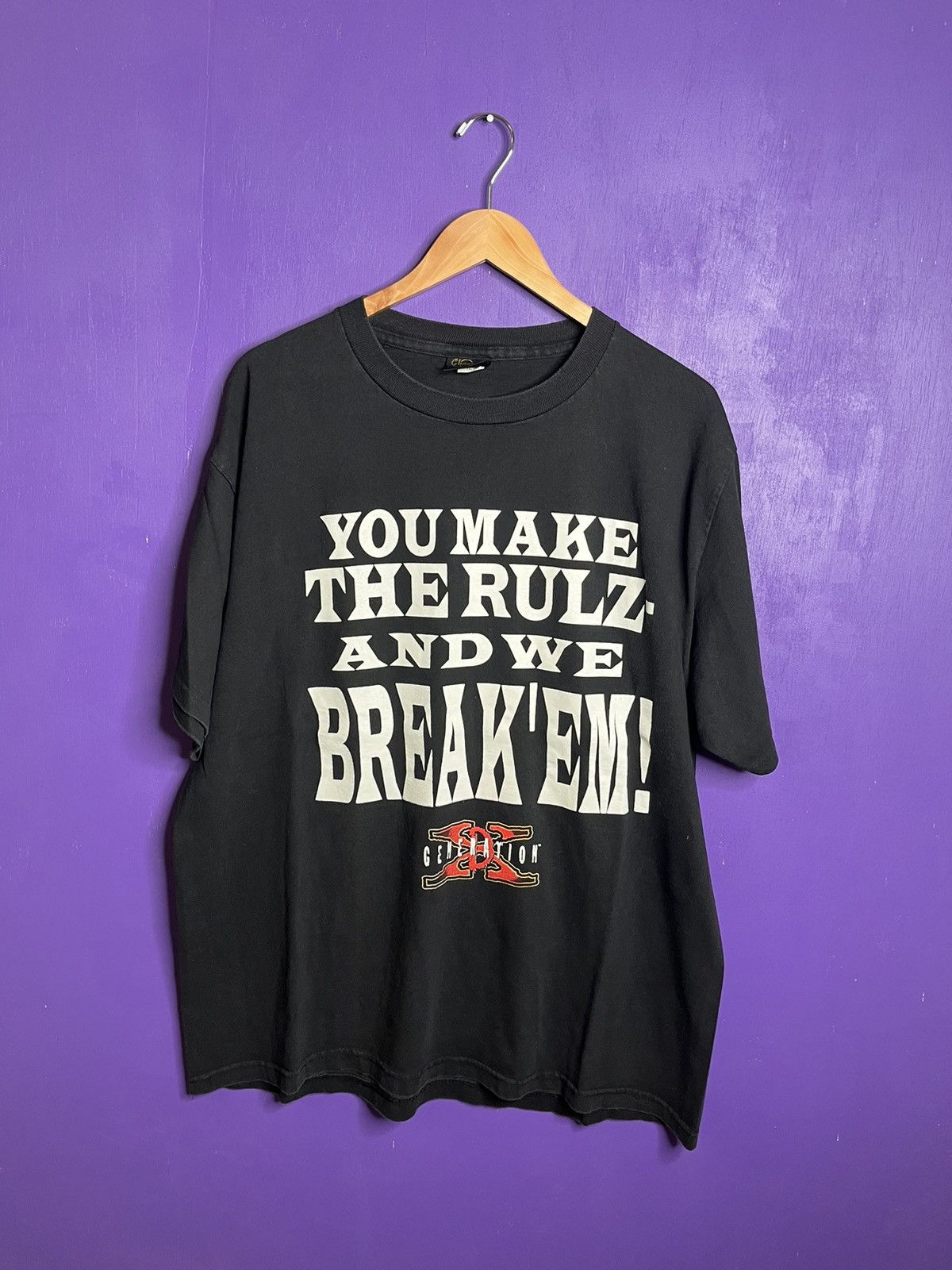 image of Made In USA x Vintage 90's D Generation X Break The Rulez T-Shirt in Black, Men's (Size XL)