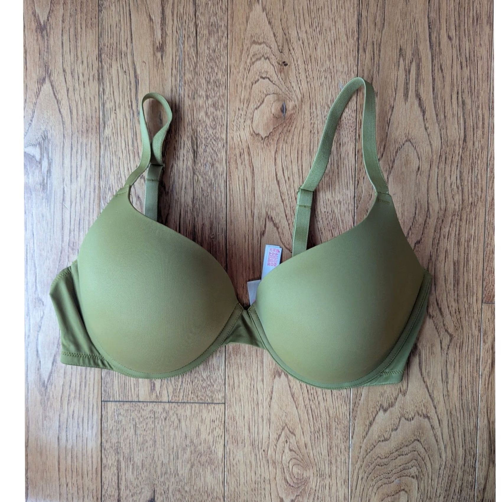 Vintage Victoria's Secret PINK Wear Everywhere Push-Up Bra 36DD Olive Green Underwire Regular Size Shape DD Size ONE SIZE - 2 Thumbnail
