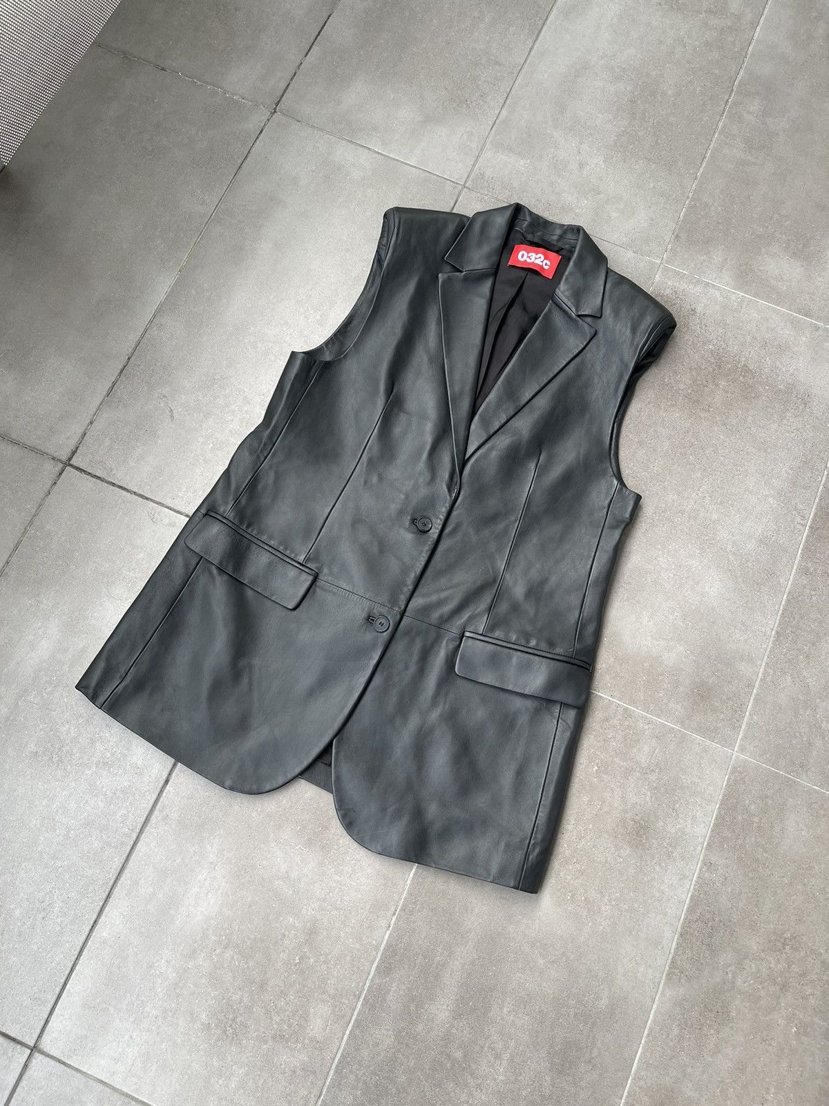 032c !DS! FW22 032c Black Leather Sleeve Less Vest Top Size US M / EU 48-50 / 2 - 3 Thumbnail