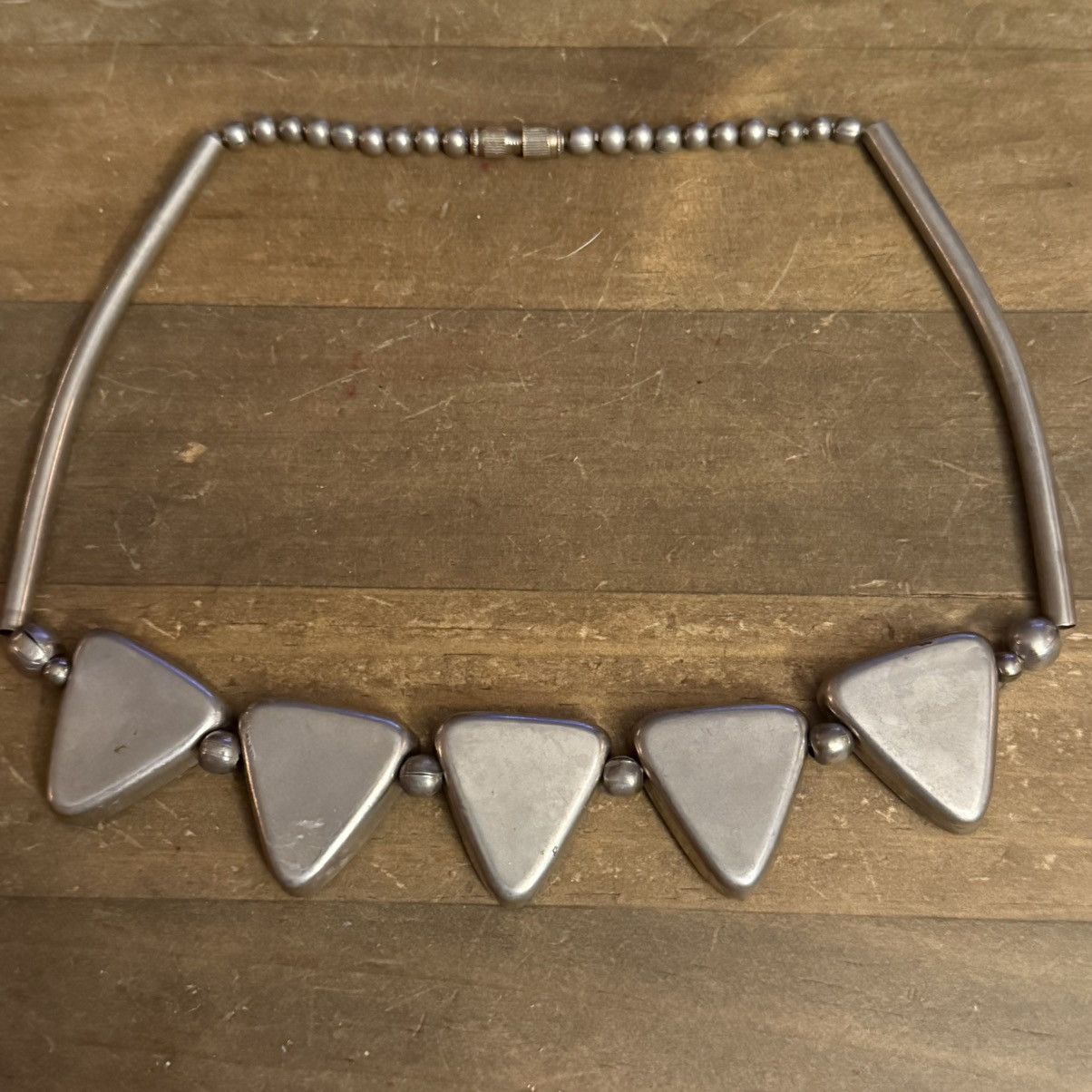Vintage Vintage silver tone geometric mother of pearl necklace Size ONE SIZE - 4 Thumbnail