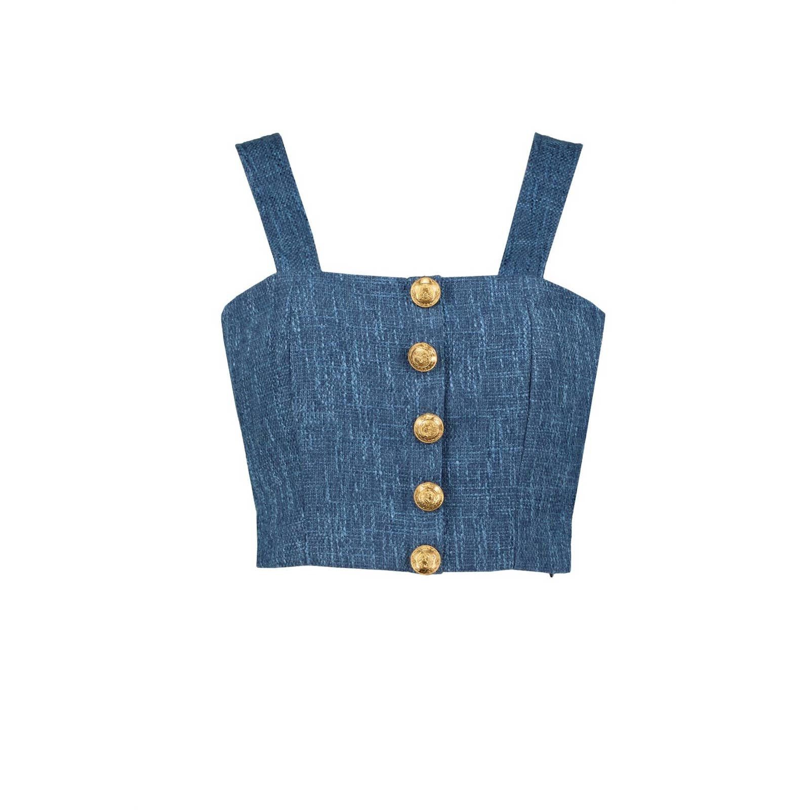 Bishop BISHOP + YOUNG Women's Parker Tweed Top In Azul | Grailed