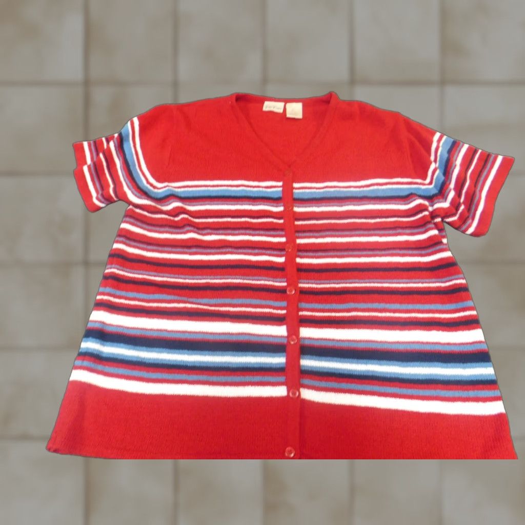 Vintage Bobbie Brooks Womens Cardigan Sweater XL Red Crewneck Pullover Knit Size XL / US 12-14 / IT 48-50 - 1 Thumbnail