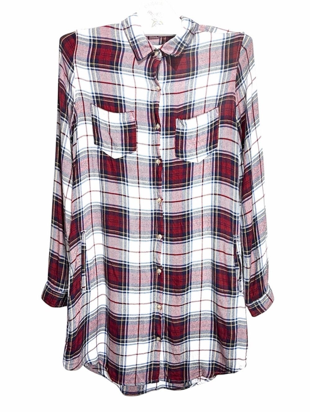 Anthropologie Women’s Plaid Flannel Tunic Shirt Dress Size Large Size L / US 10 / IT 46 - 2 Thumbnail