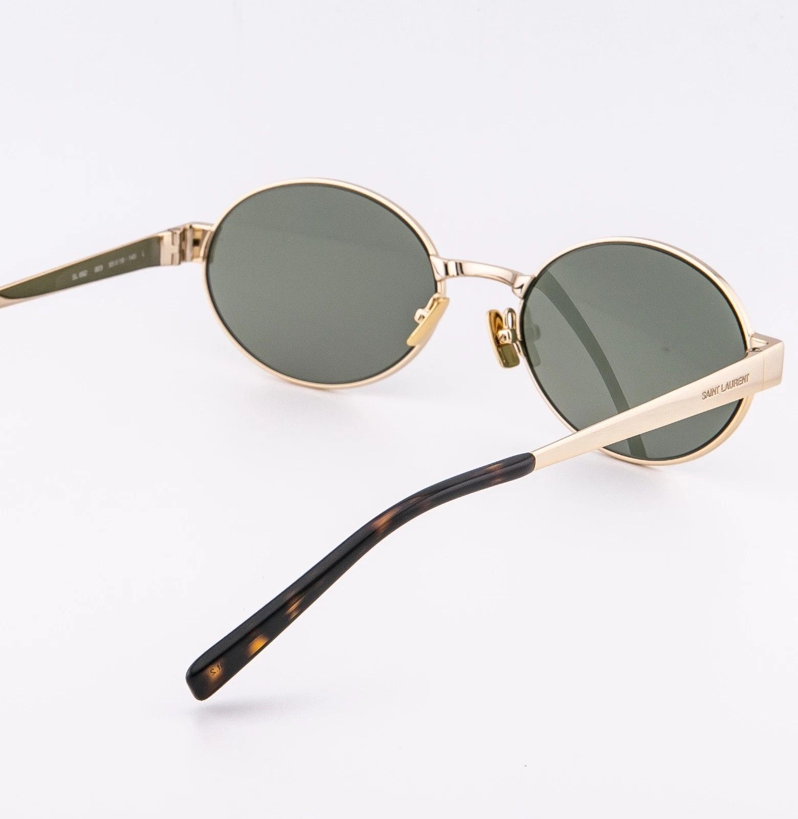 Saint Laurent Paris SAINT LAURENT SL 692 SL692 Gold Green Narrow Slim Oval 003 Size ONE SIZE - 3 Thumbnail