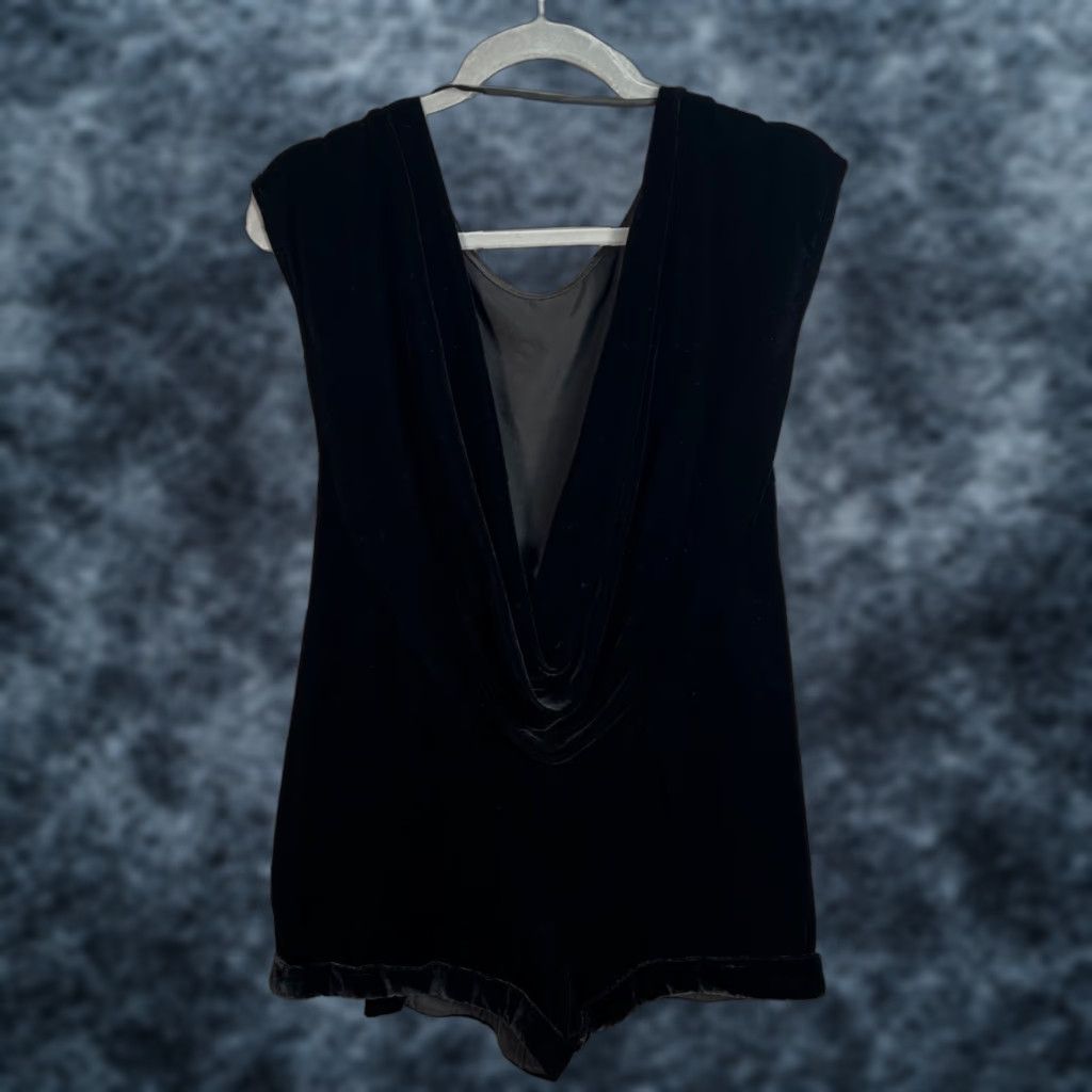 Bcbgmaxazria VINTAGE BCBGMAXAZRIA Black Velvet Womens 2XS Jumpsuit Sleeveless Cowl Neck One-Piece Size 24" / US 00 / IT 34 - 1 Thumbnail