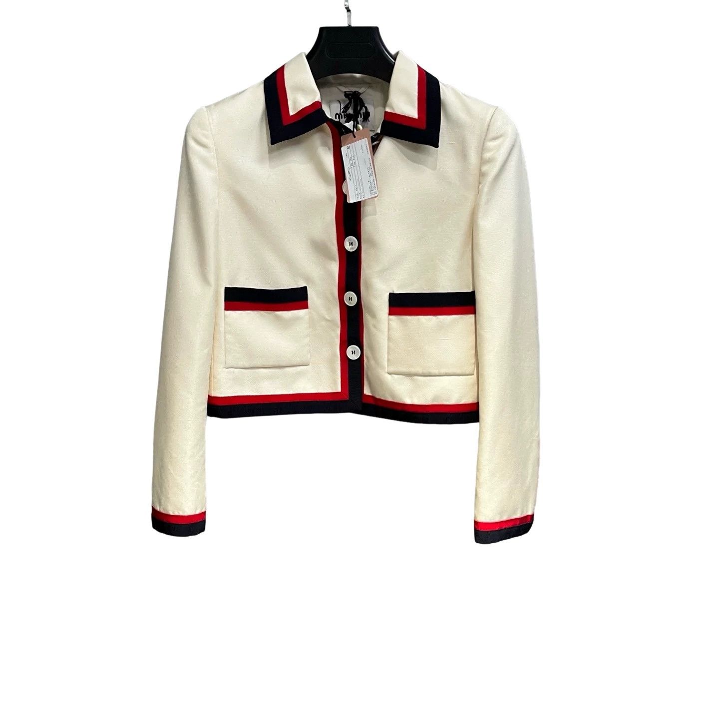Miu Miu Miu Miu Striped Cropped Jacket Size 38 Size XS / US 0-2 / IT 36-38 - 1 Thumbnail