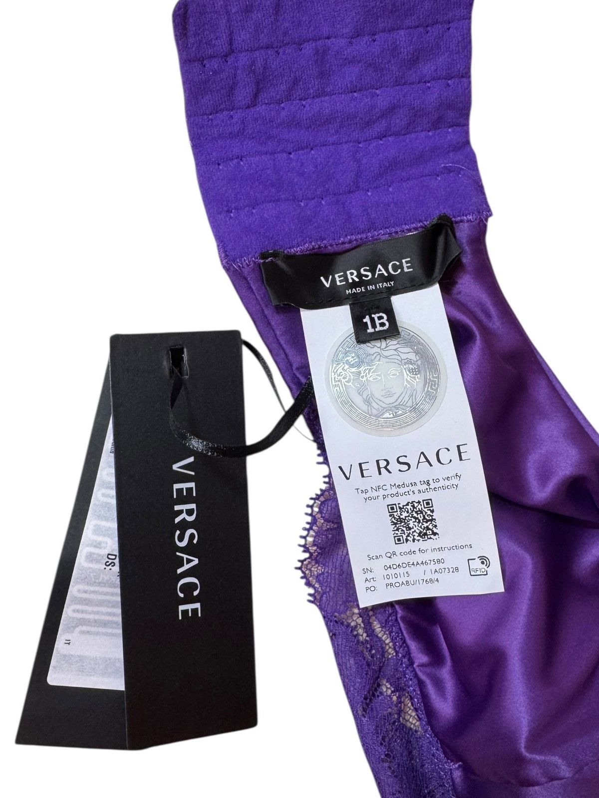 Versace Versace Purple Satin & Lace Bra Made in Italy – US 32B Size XS / US 0-2 / IT 36-38 - 6 Thumbnail