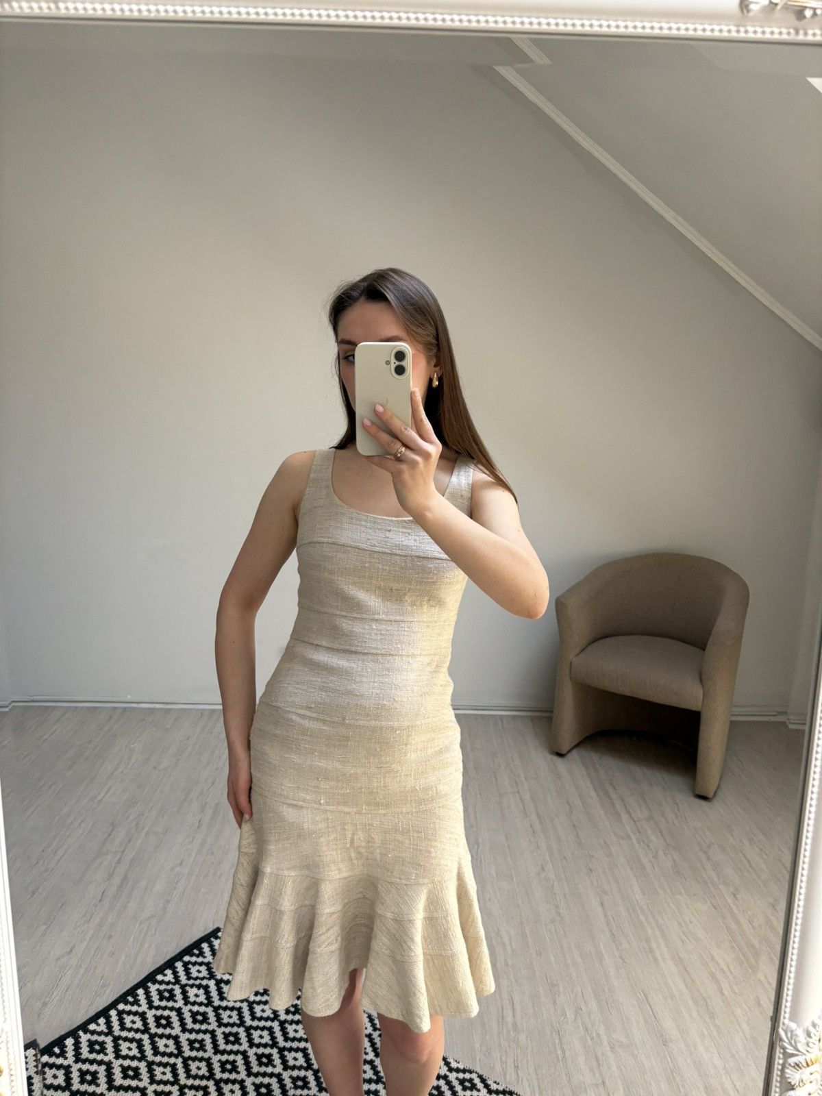 Akris Akris Punto 100% Silk Raw Silk Dress Beige Sleeveless US 4 Size S / US 4 / IT 40 - 9 Thumbnail