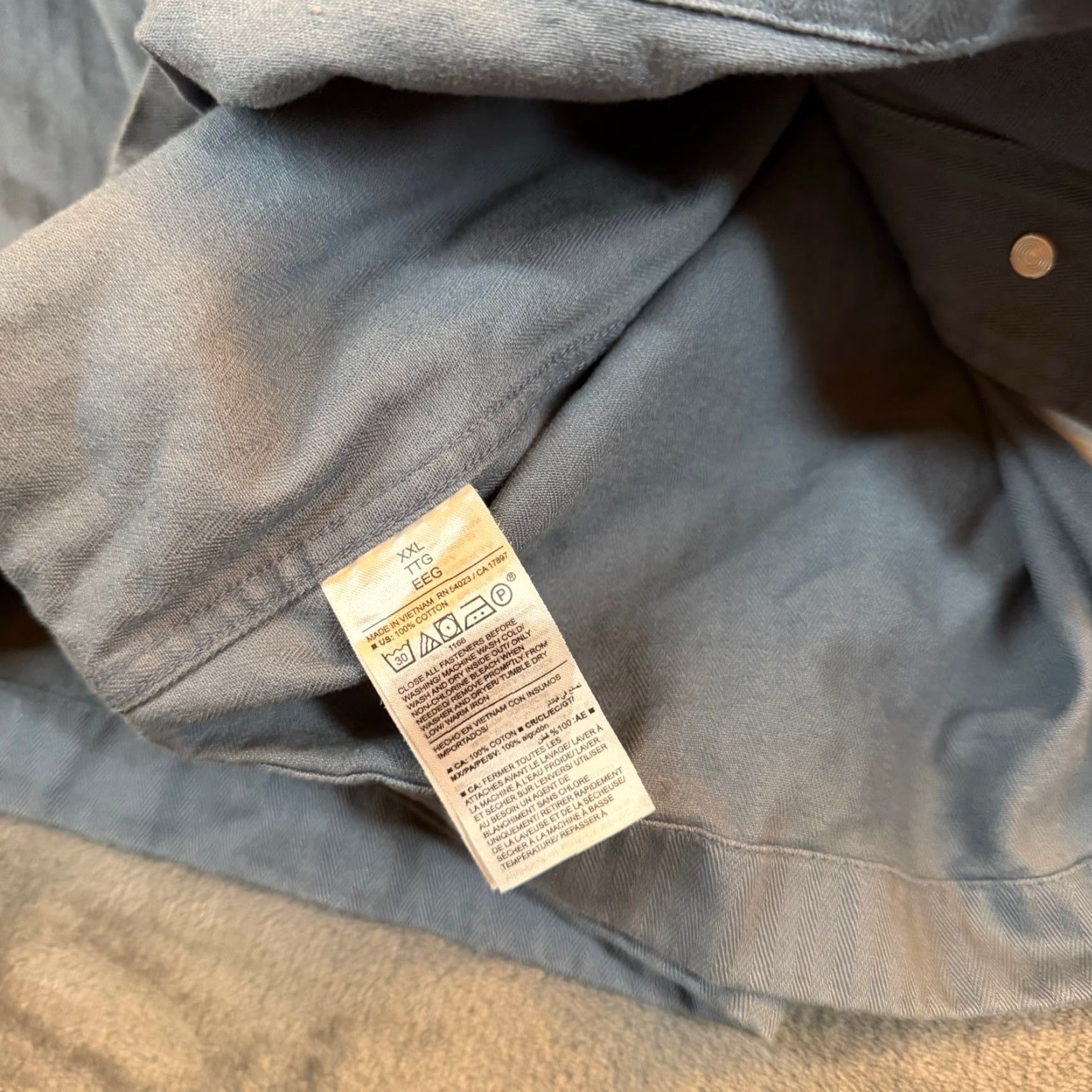 Old Navy Old Navy Shacket Jacket Mens XXL 2XL Herringbone Blue Grey Twill Snap Front Pockets Casual Workwear Size US XXL / EU 58 / 5 - 5 Thumbnail