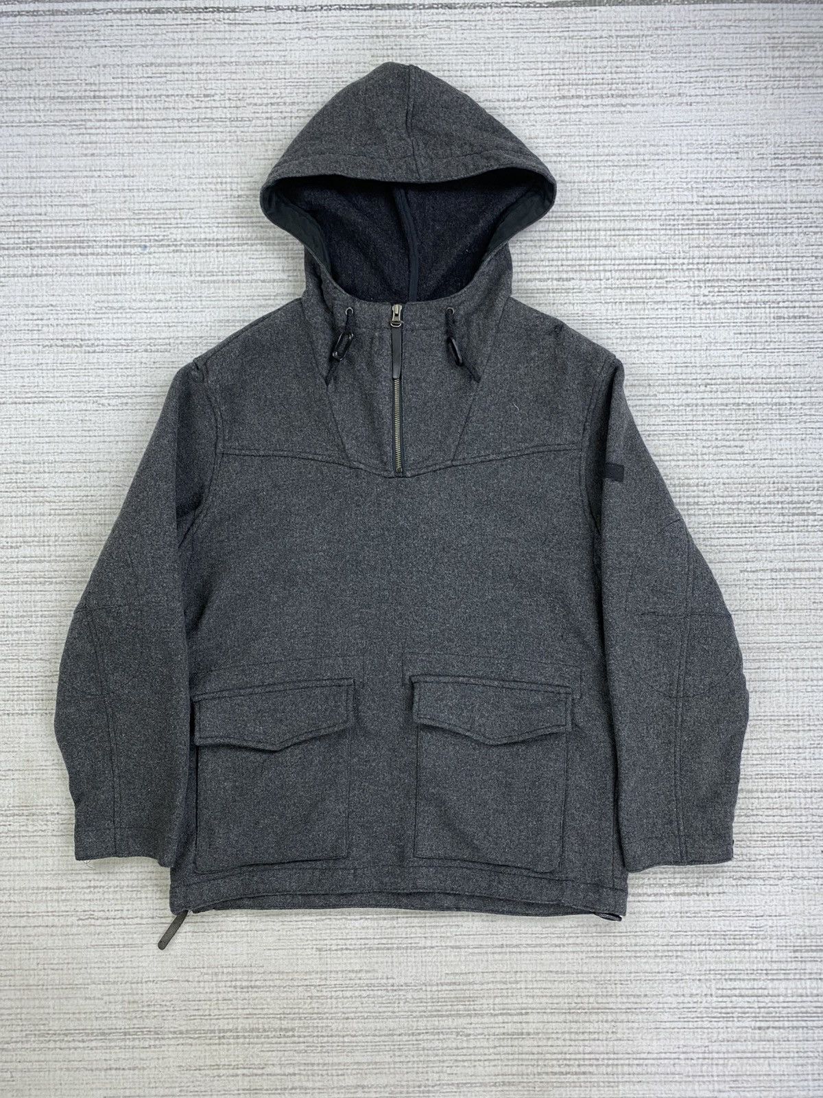Gap × Japanese Brand × Vintage Vtg GAP Pullover Anorak Double Pocket Wool Hoodie Jacket Size US M / EU 48-50 / 2 - 1 Thumbnail