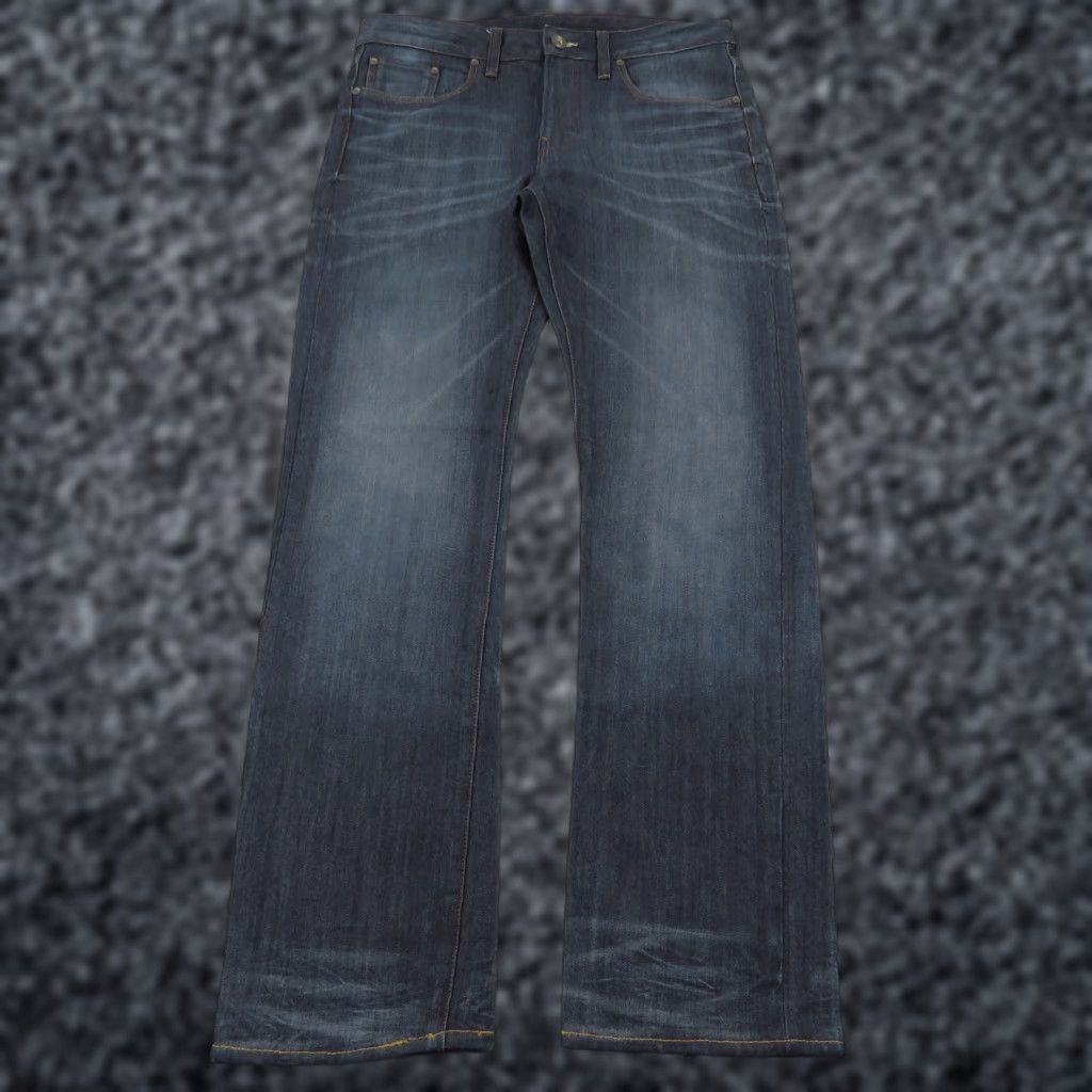 G-Star RAW 3301 Slim Straight Jeans Mens 32x32 Blue Denim Distressed Faded Logo Patch 5-Pocket Zip Fly Cotton Polyester Elastane Vintage No