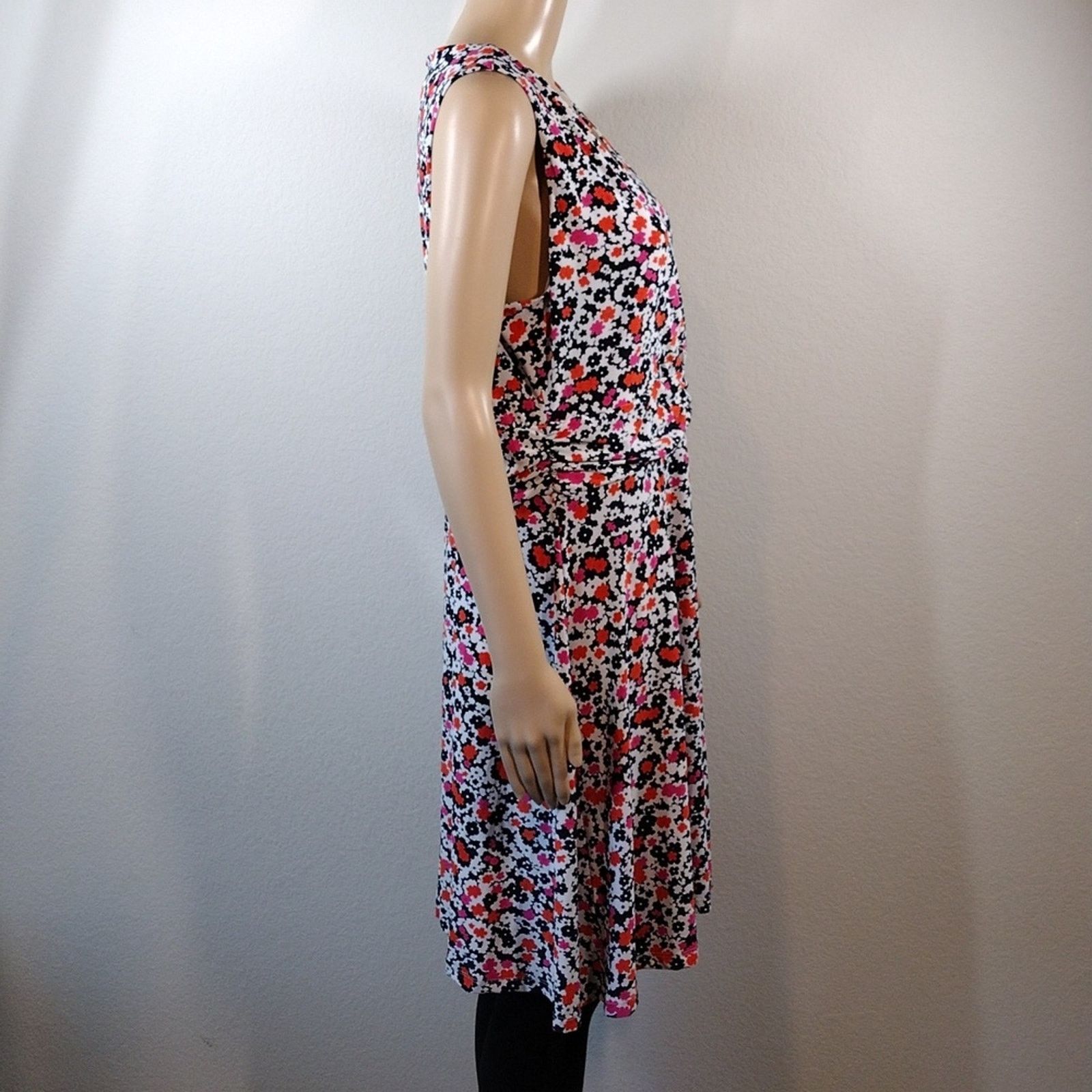 Tommy Hilfiger Tommy Hilfiger Navy Pink Orange Floral Flower Stretchy Dress Size XL / US 12-14 / IT 48-50 - 3 Thumbnail