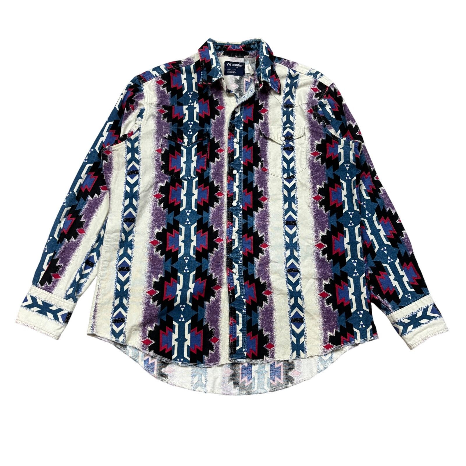 Cowboy Equipment × Vintage × Wrangler VTG Wrangler Aztec Southwest Button Up Shirt X Long Tails XL Size US XL / EU 56 / 4 - 1 Thumbnail