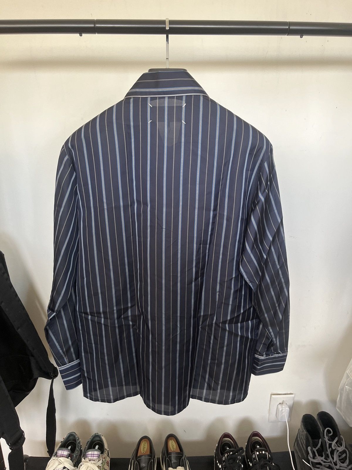 Maison Margiela Maison margiela navy pinstripe cupro shirt | Grailed