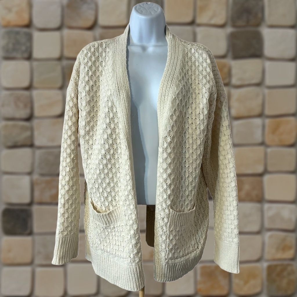 Nicole Miller Nicole Miller Open Front Cardigan Women M Cream Pockets Knit Wool Blend Cardigan, Solid, Long Sleeve, Open Front, Vintage? No Size M / US 6-8 / IT 42-44 - 1 Thumbnail