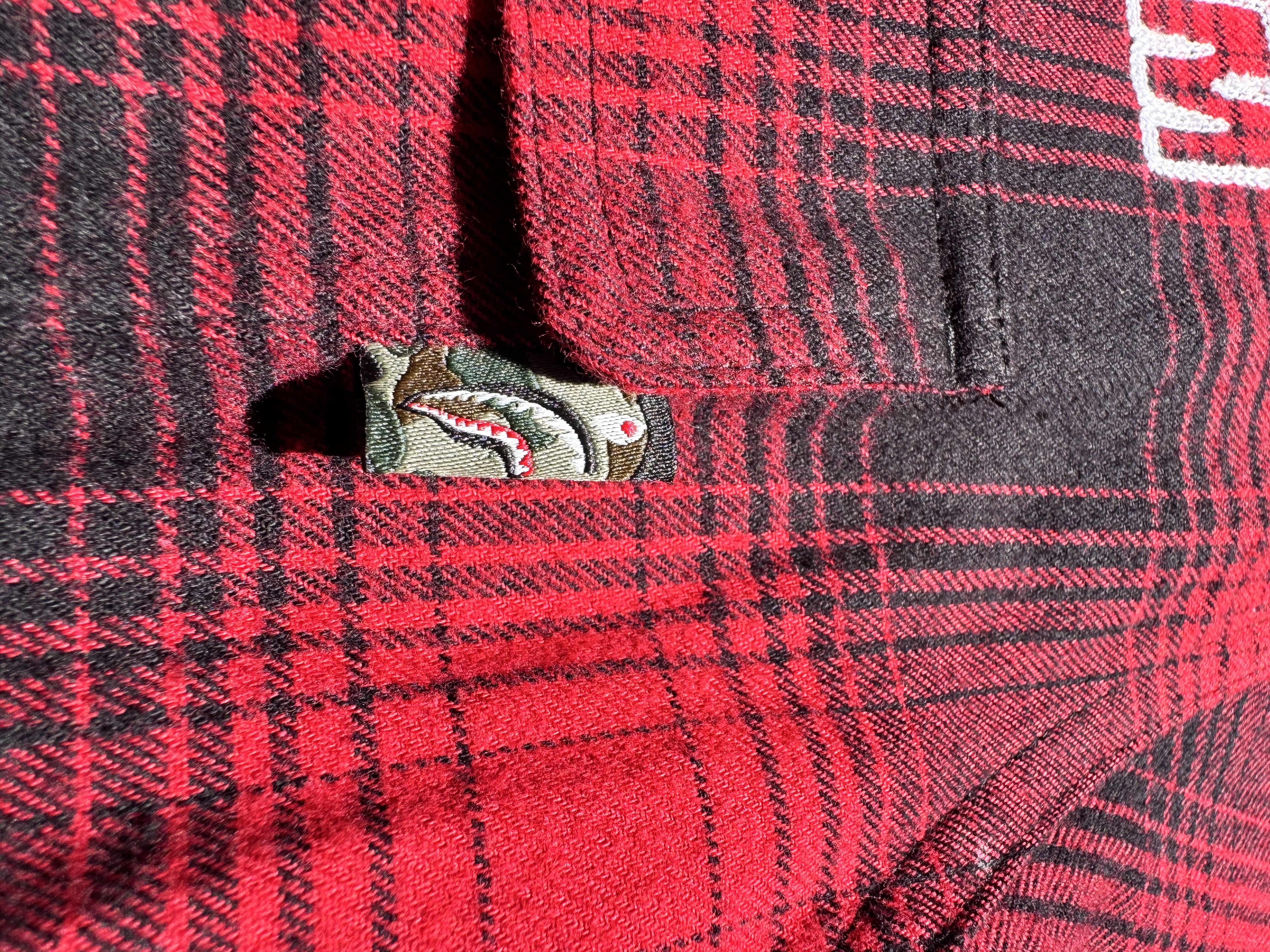 Bape a bathing ape check shark relaxed fit flannel shirt Size US M / EU 48-50 / 2 - 4 Thumbnail