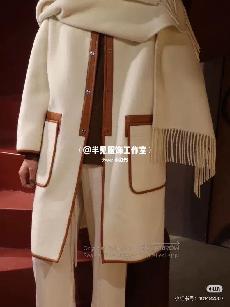 Hermes Hermes Off-White Patchwork Cloak Poncho Cashmere Coat Size XXS / US 00 / IT 34 - 8 Thumbnail