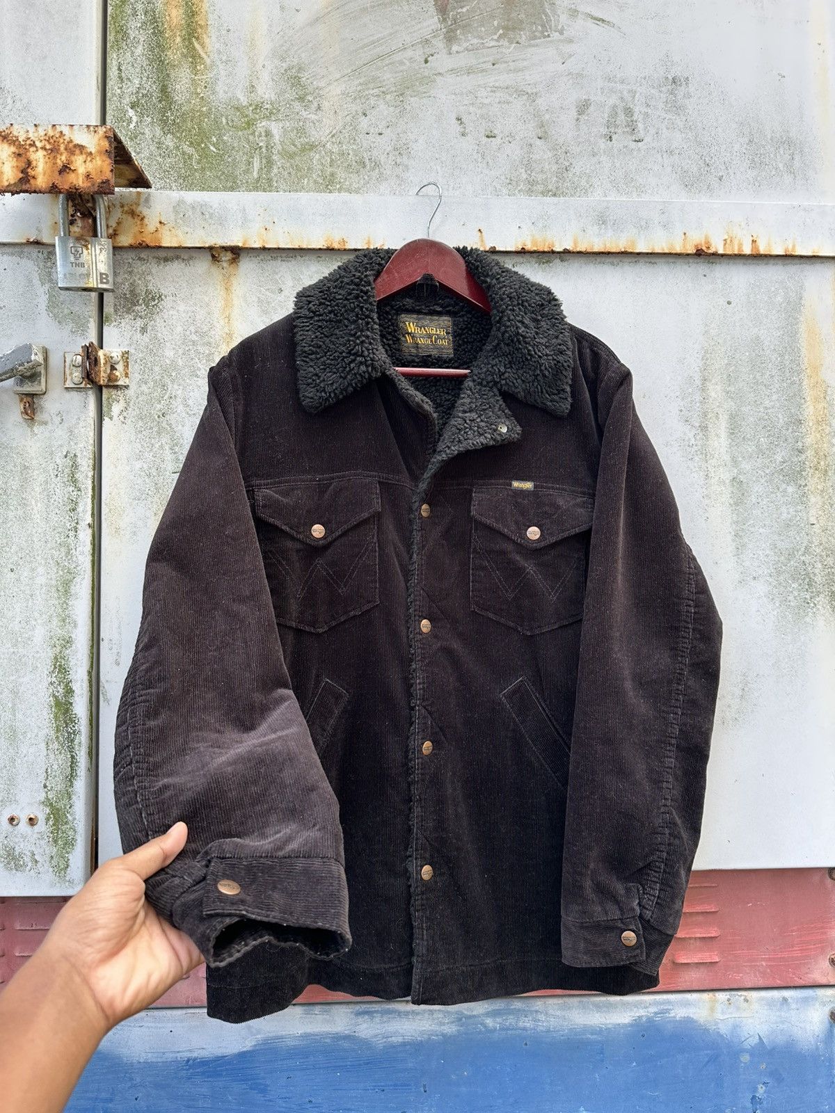 Wrangler 👹Wrangler Coat Fleece Lined Corduroy Long Jacket Size US L / EU 52-54 / 3 - 4 Thumbnail