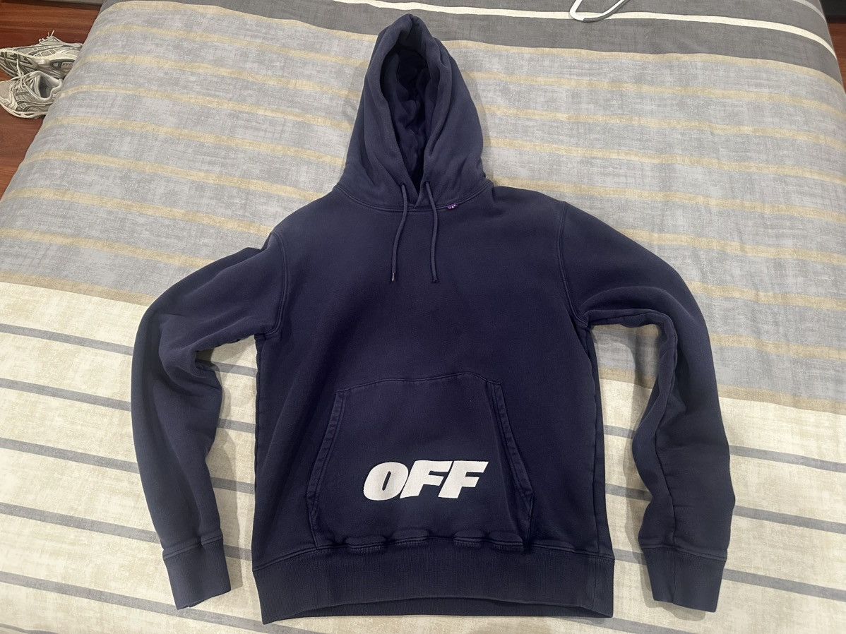 Off white navy hoodie best sale