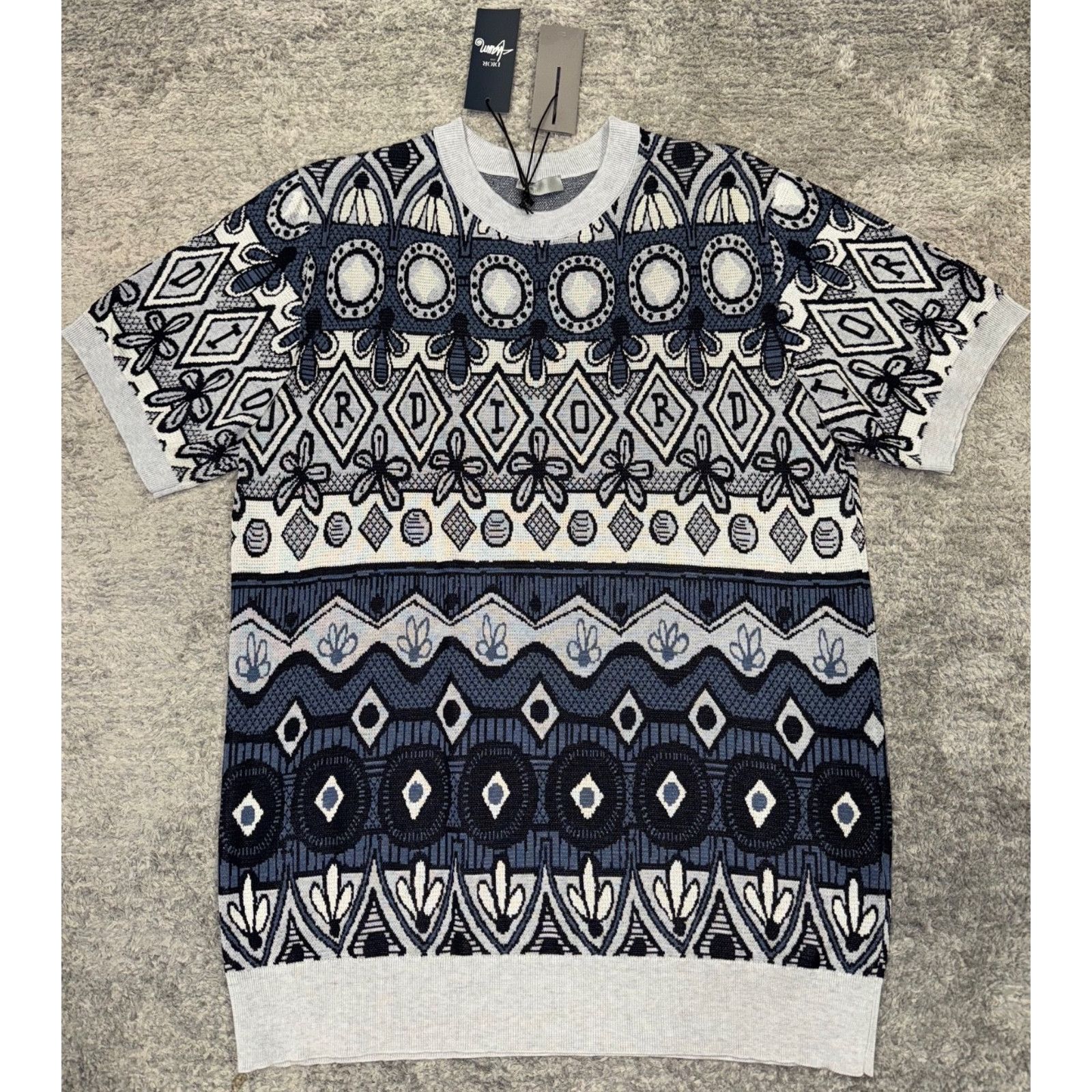 Dior Dior Shawn Stussy Floral Knit Blue Grey Black T-Shirt M Size US M / EU 48-50 / 2 - 3 Thumbnail