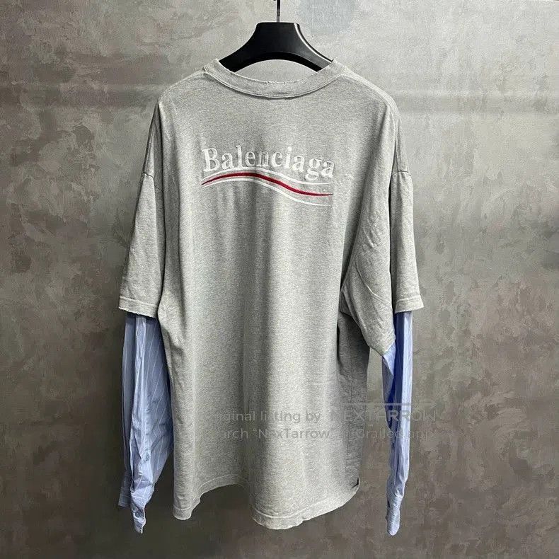 Balenciaga Balenciaga Gray Layered Long-Sleeve T-shirt. Size US XS / EU 42 / 0 - 2 Thumbnail