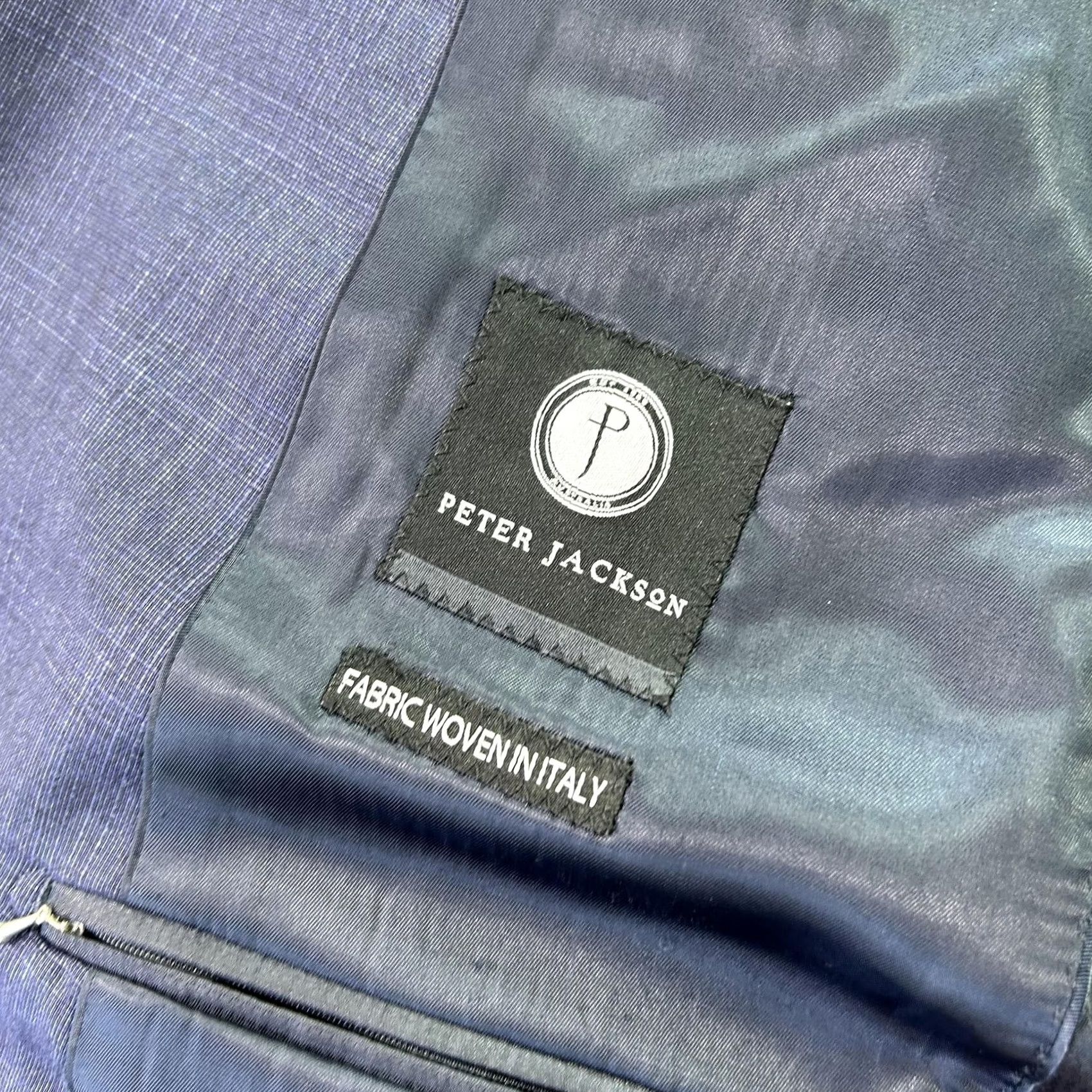 Vintage Peter Jackson Suit Jacket Mens 40 Short Blue Wool Two-Button Notch Lapel 2 Piece Formal Wedding Business Short Sleeve 4-Button Cuffs Size US 40 / EU 56 - 5 Thumbnail