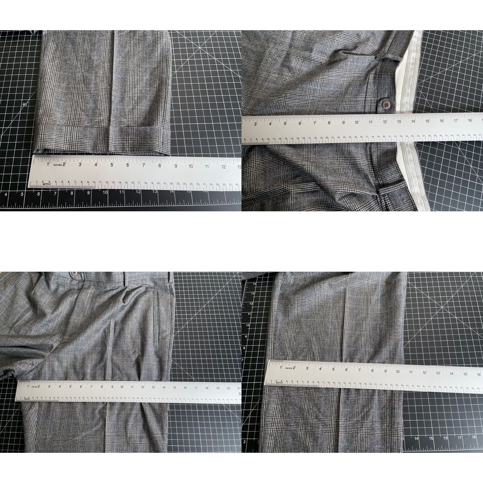 Zanella VINTAGE Zanella Men’s Dress Pants Wool Pleated Gray Glen Plaid 38 x 29 Italy Fall Winter Size US 38 / EU 54 - 8 Thumbnail
