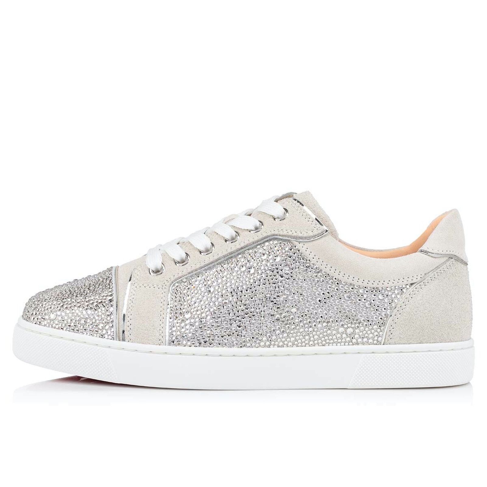 Christian Louboutin Vieira Strass Flat Lune Grey Crystal Low Top Sneaker 36.5 Size US 6.5 / IT 36.5 - 3 Thumbnail