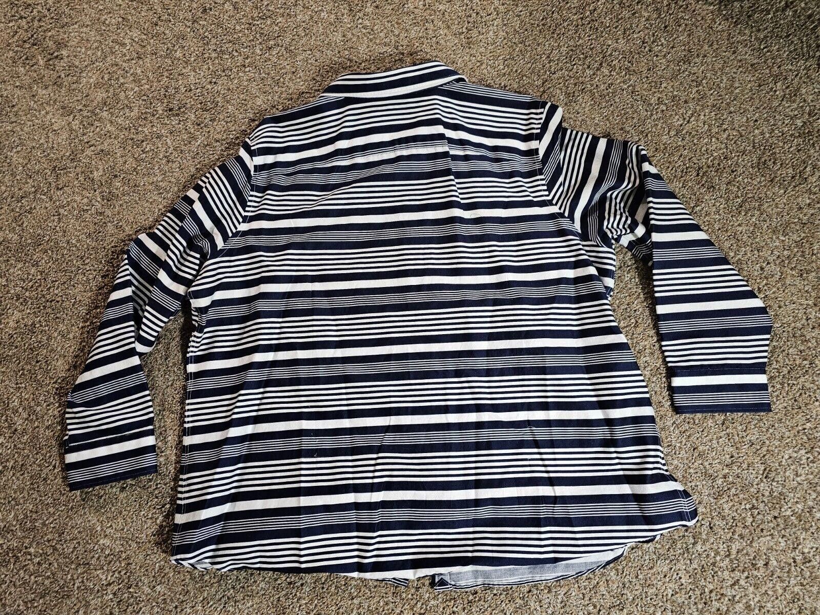 Chaps Chaps Women 3X Blue Striped 3/4 Sleeve No Iron - Fabric Pull Size 3XL / US 20-22 - 6 Thumbnail
