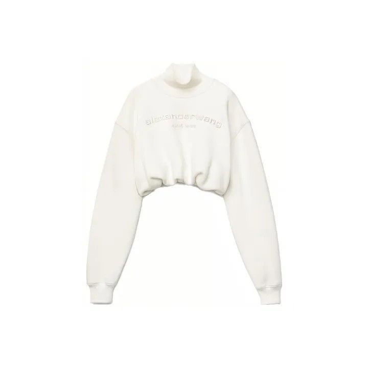Alexander Wang Alexander Wang Logo Embroidered Crop Sweatshirt - Size XS / US 0-2 / IT 36-38 - 1 Thumbnail