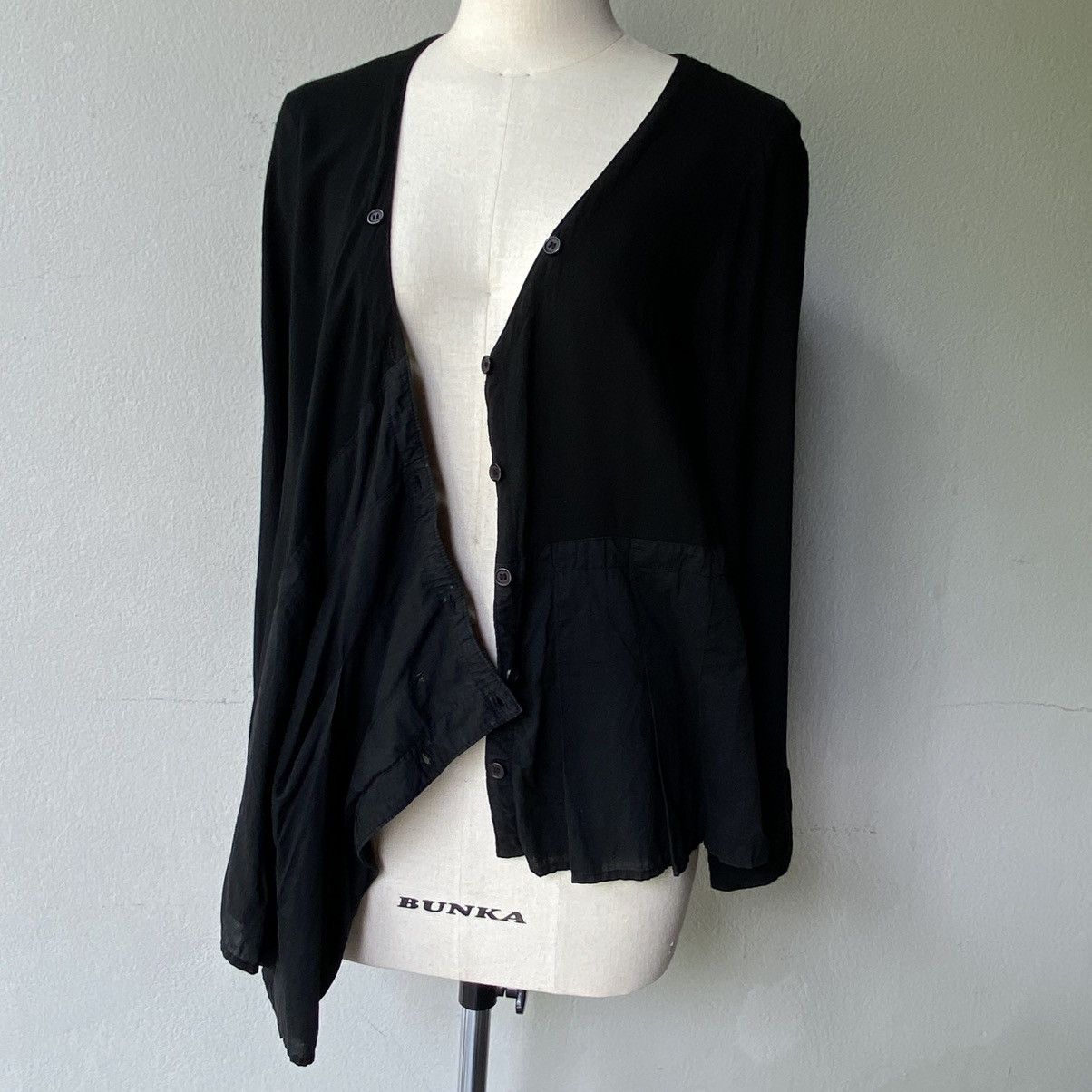 Designer × Japanese Brand SEDMIKRASKY Black Draped Asymmetric Blouse Size L / US 10 / IT 46 - 11 Thumbnail
