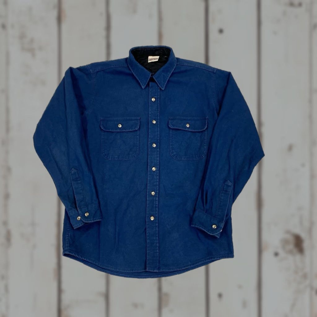CLOT VINTAGE Field & Stream Chamois Cloth Shirt Long Sleeve Button Up 90s Blue Size L Men Size US L / EU 52-54 / 3 - 1 Thumbnail