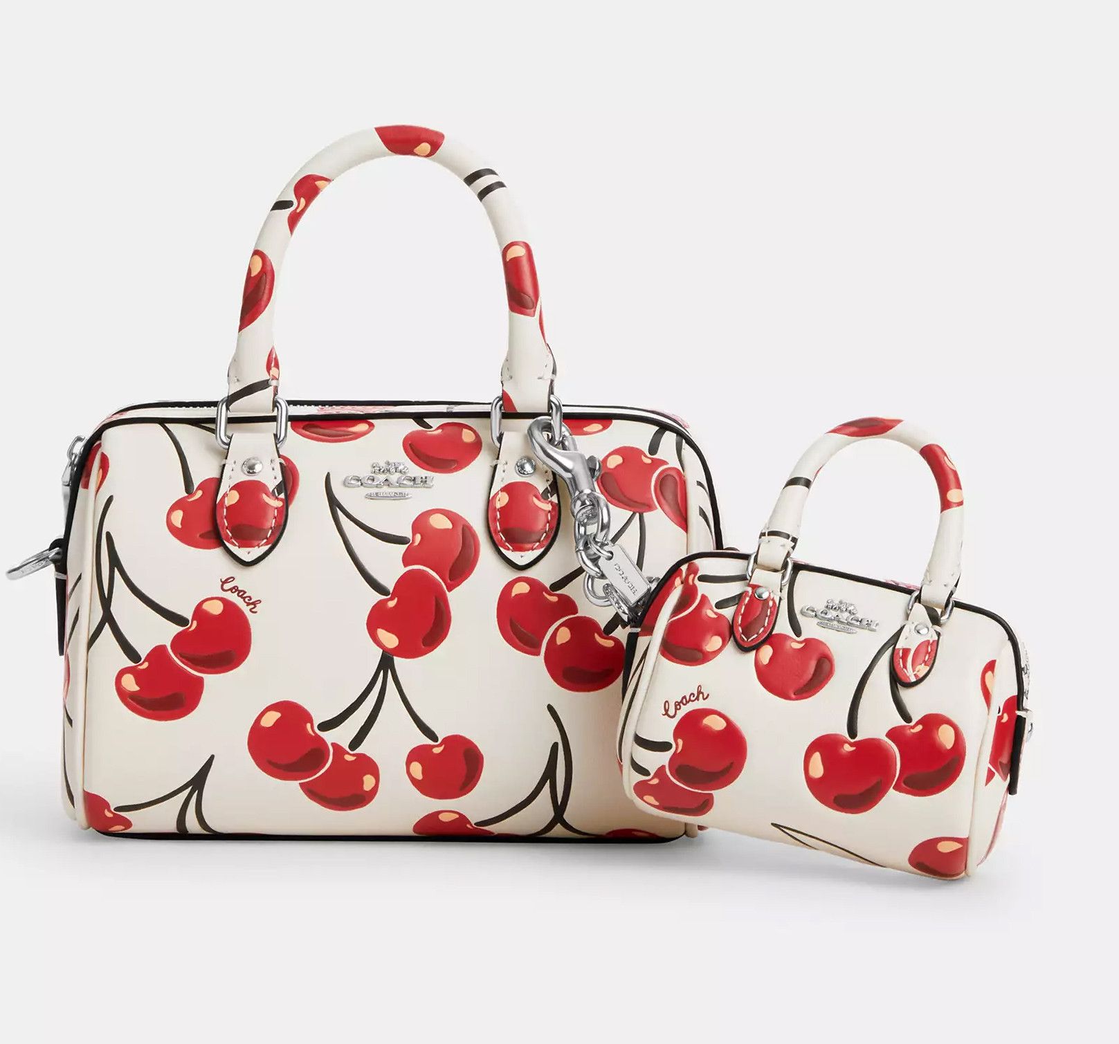 Coach 🍒 Mini Rowan Bag Charm With Cherry Print CZ082 Size ONE SIZE - 7 Thumbnail