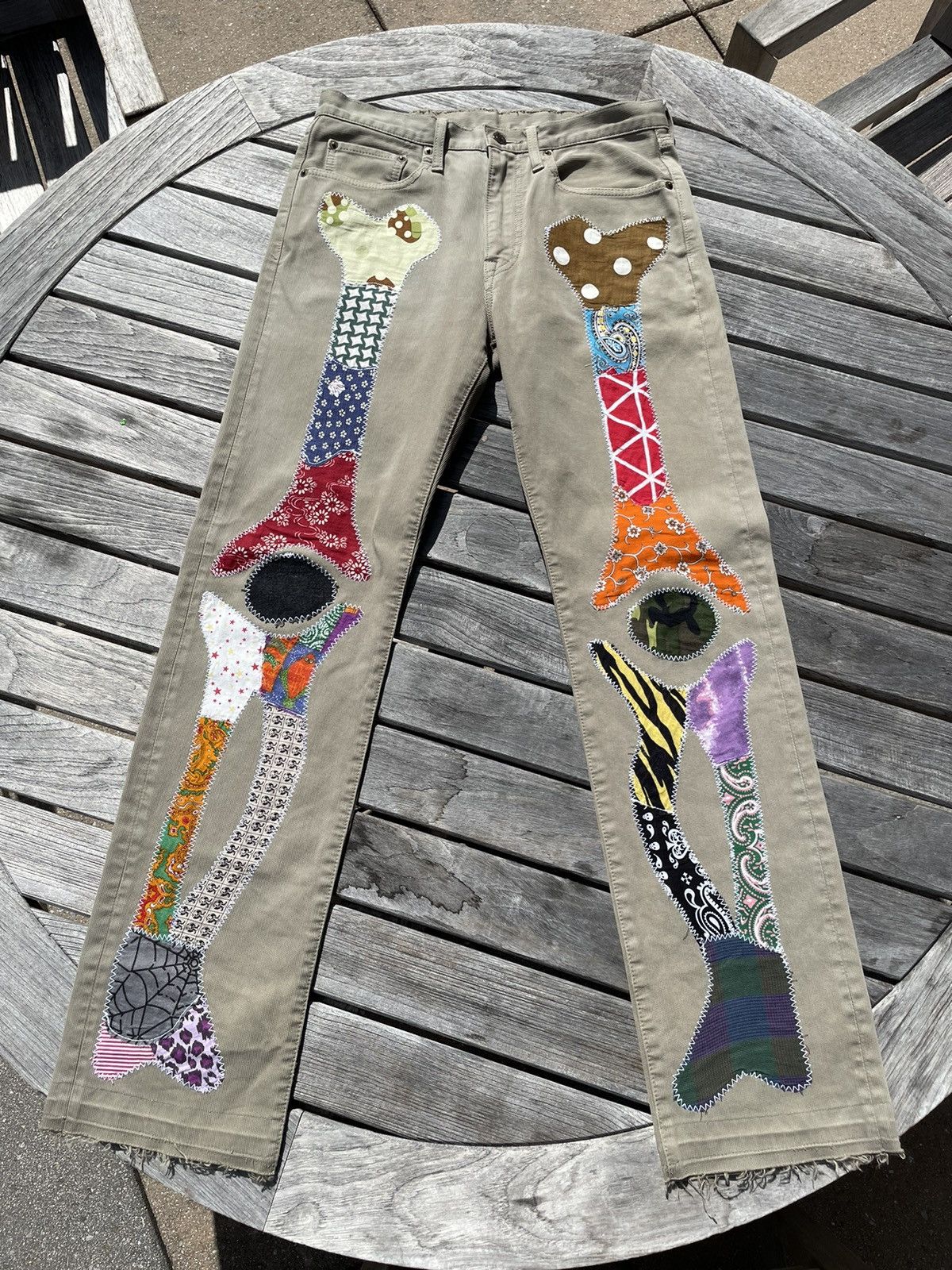 image of Kapital Skeleton Bone Patchwork Rework, Men's (Size 30)