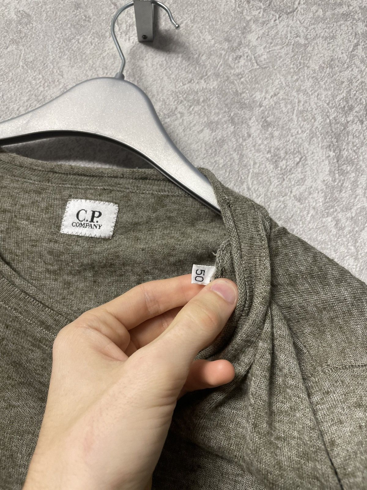 C.P. Company C.P. Company Linen Blend Long Sleeve Sweater Olive Green Size US L / EU 52-54 / 3 - 10 Thumbnail