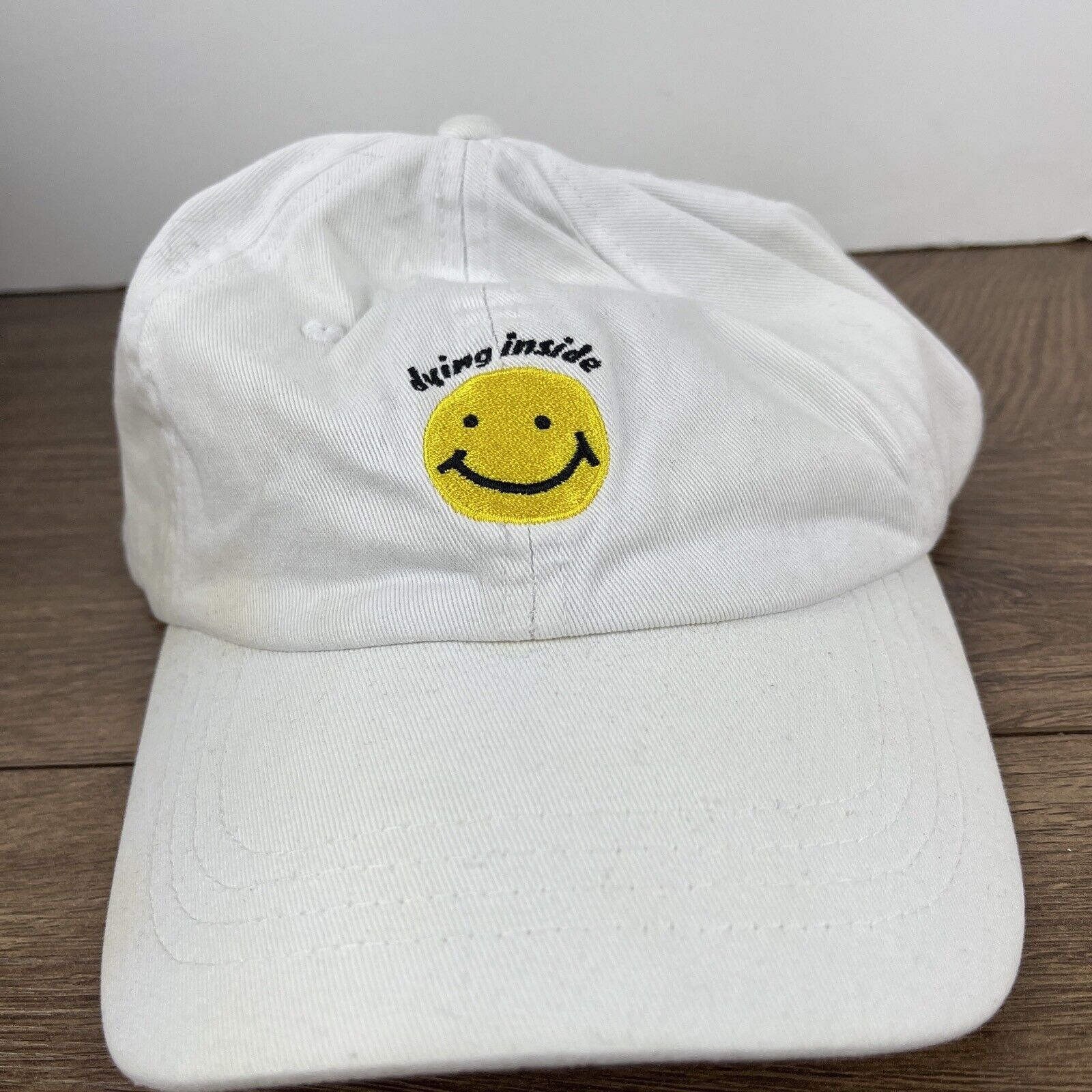 Other Dying Inside Hat Smiley Face White Hat Adjustable Adult Size Size ONE SIZE - 4 Thumbnail