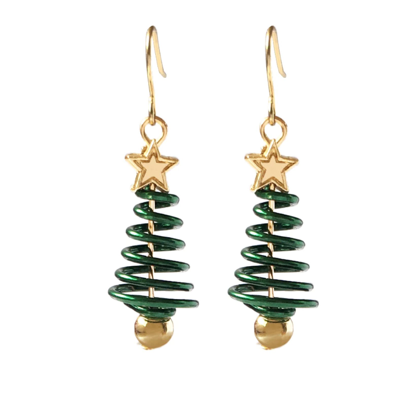 Diamond Earrings x Jewelry Holiday Green Christmas Tree Drop Earrings, Women's