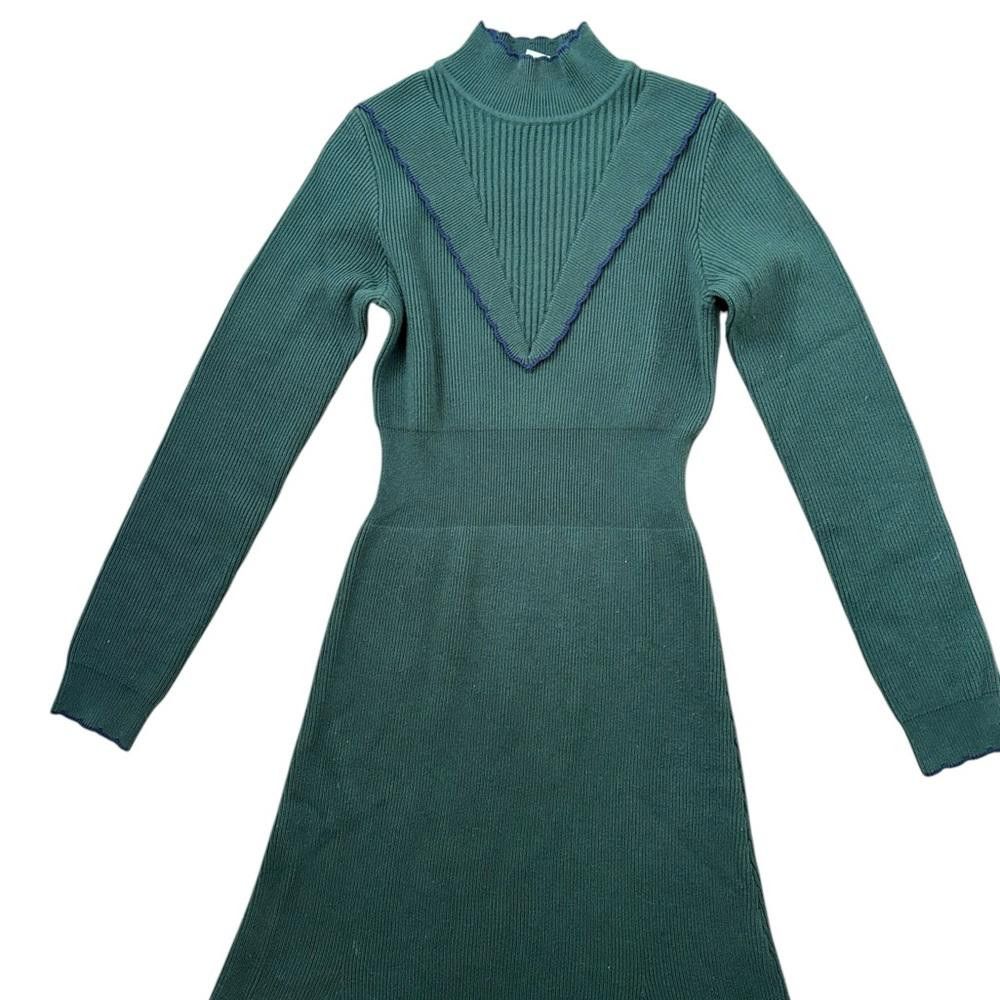 MOUSSY Moussy Knit Ribbed Long Sleeve Midi Green Dress Size Small Size S / US 4 / IT 40 - 3 Thumbnail