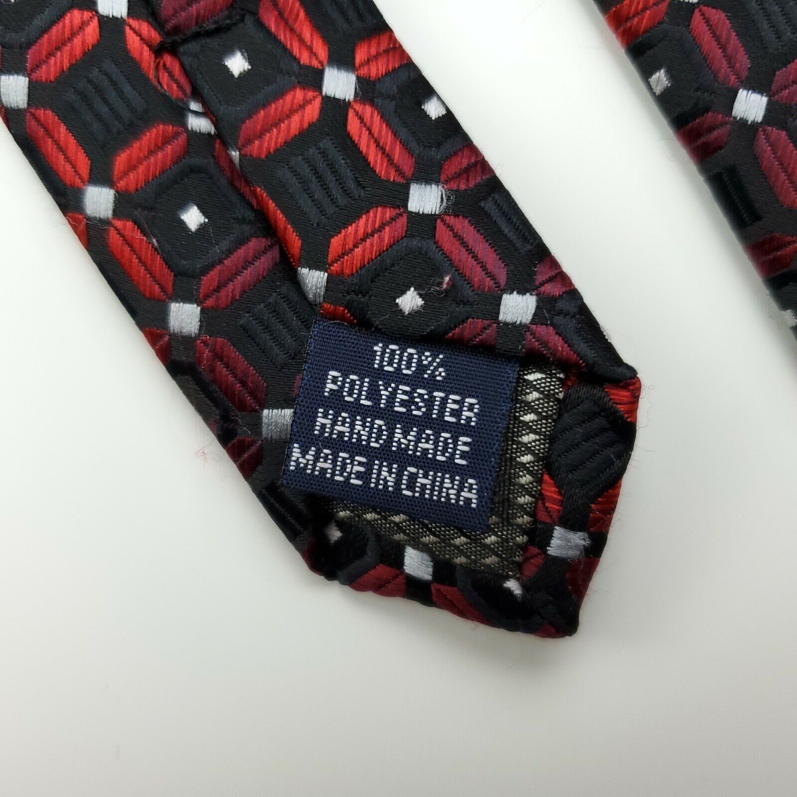 Croft & Barrow Croft & Barrow Red Black Geometric Polyester Wide Tie Size ONE SIZE - 4 Thumbnail
