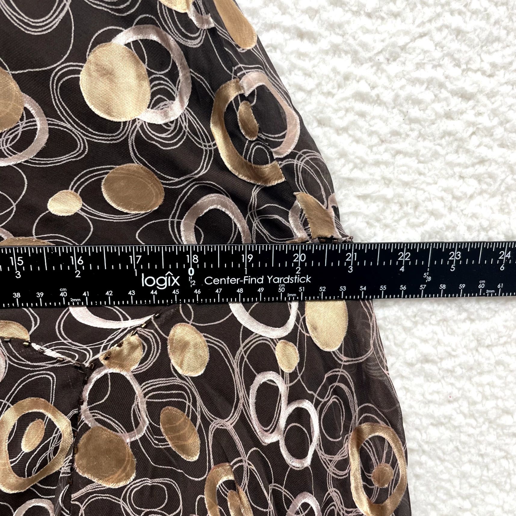 Vintage Y2K Vintage Silk Midi Dress 8 Medium Brown Pattern Beaded Boho Mod Cottagecore CC Women's Petite 8 Brown Bohemian Silk Midi Dress"} Size M / US 6-8 / IT 42-44 - 6 Thumbnail