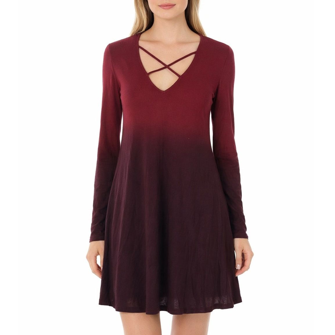 Other Alya Dress Made in USA Burgundy XS Cut out Crisscross V-Neck Size XS / US 0-2 / IT 36-38 - 1 Thumbnail