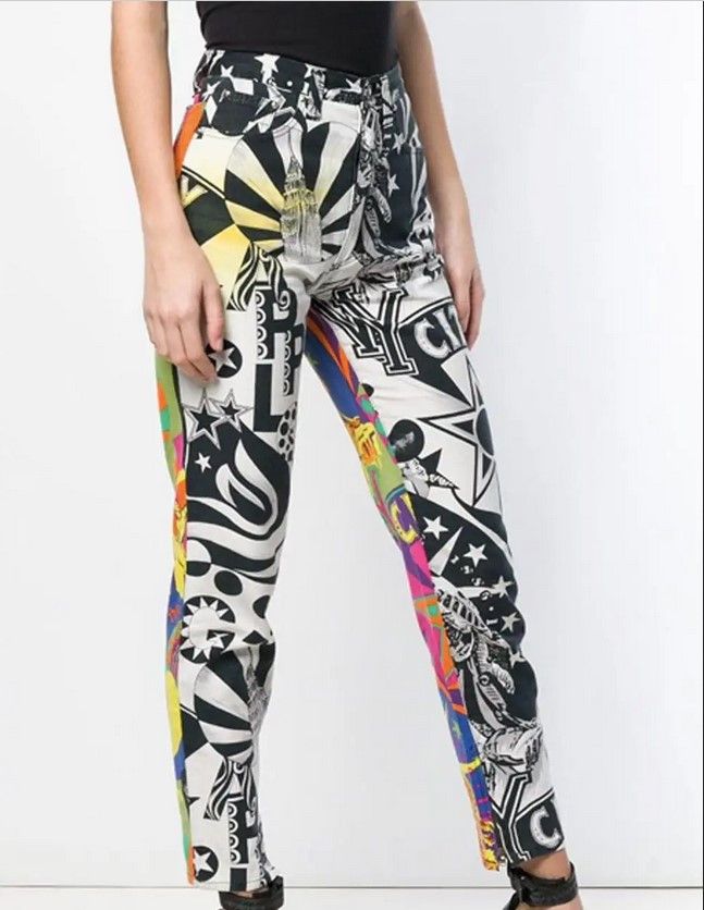 Versace Jeans Couture Versace 1980s New York Manhattan Liberty PopArt Pants Size 24" / US 00 / IT 34 - 10 Thumbnail