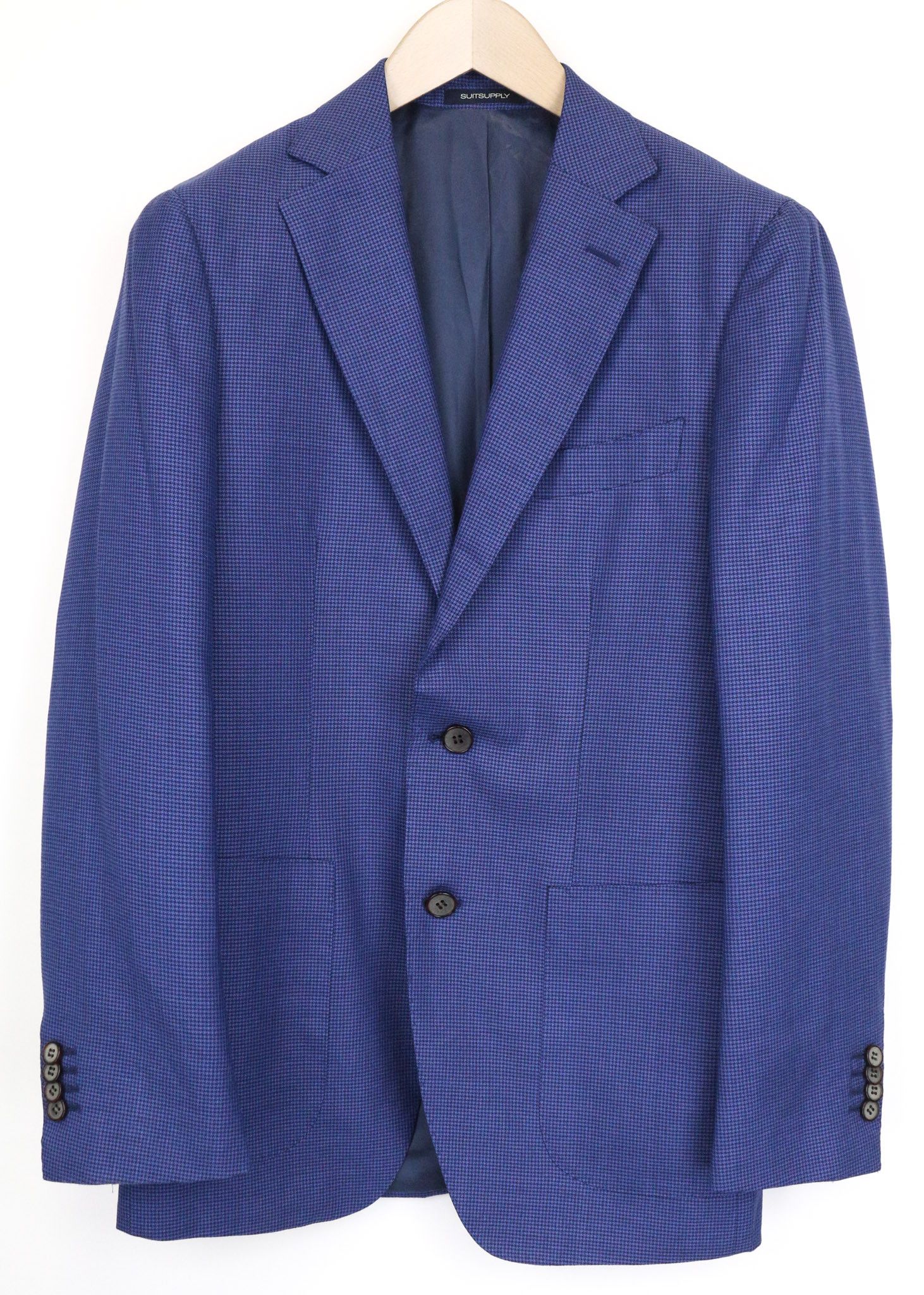 Suitsupply HAVANA UK36R Blue Wool Silk Houndstooth Blazer 75939 Size 36R - 2 Thumbnail