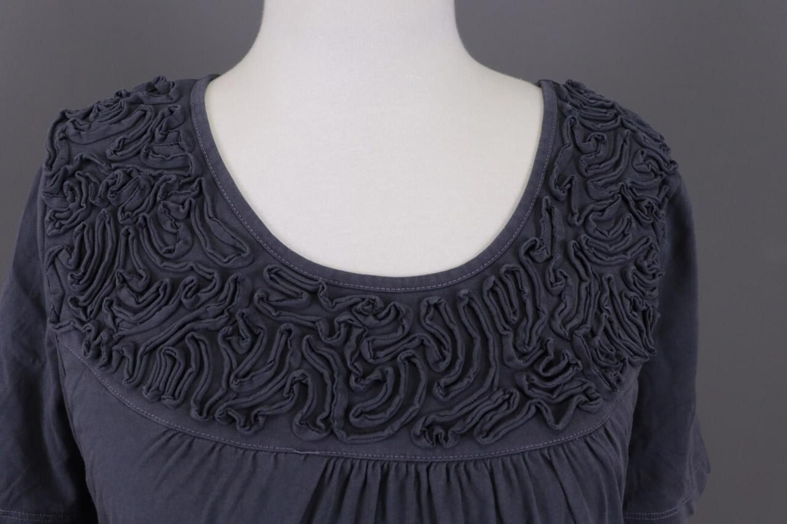 Designer Deerberg by Oska Gray Embroidered Relaxed Knee Dress Size L Size L / US 10 / IT 46 - 2 Thumbnail