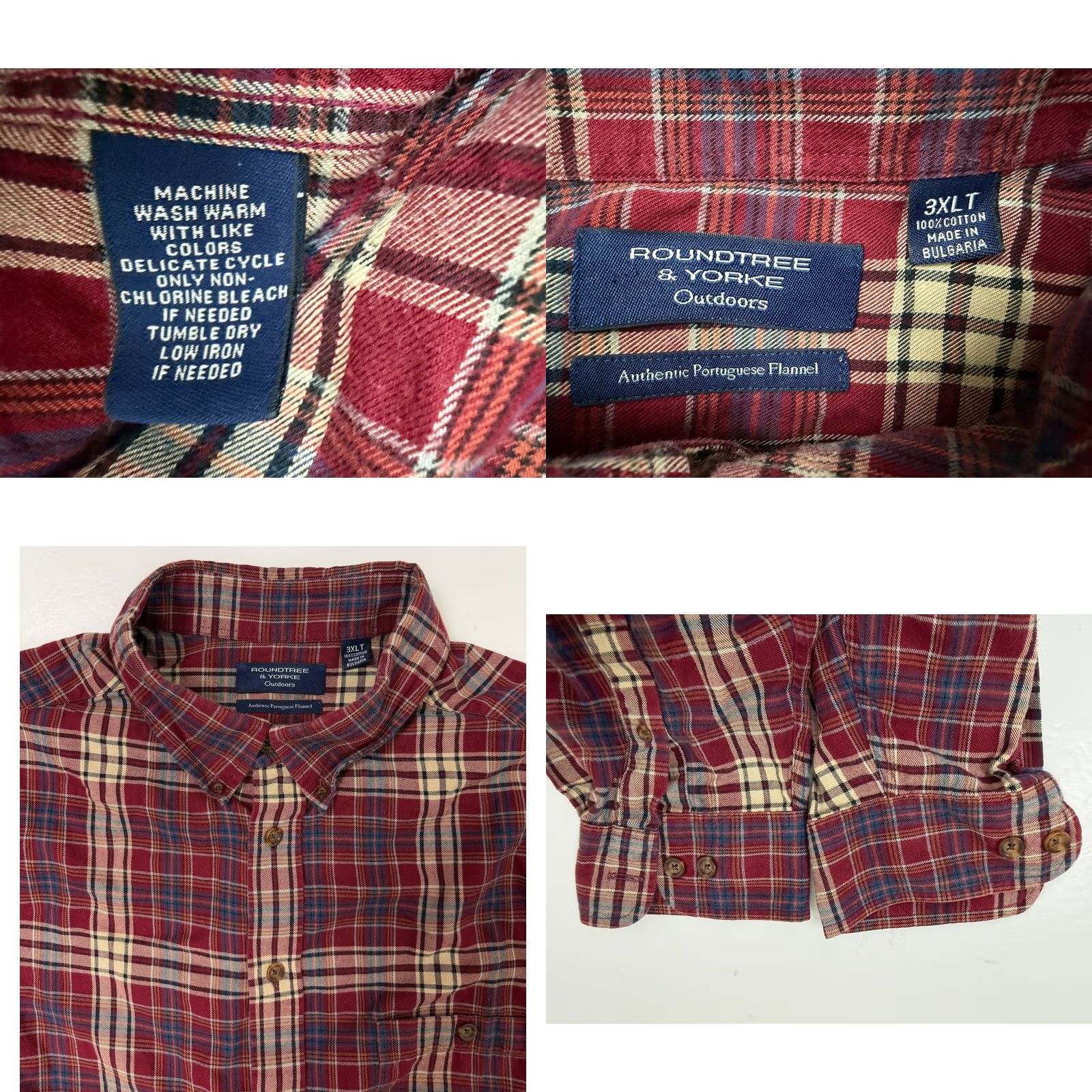 Roundtree & Yorke VINTAGE Roundtree & Yorke Portuguese Flannel Shirt Men 3XL TALL Red Plaid Button-Up Size US XXL / EU 58 / 5 - 9 Thumbnail